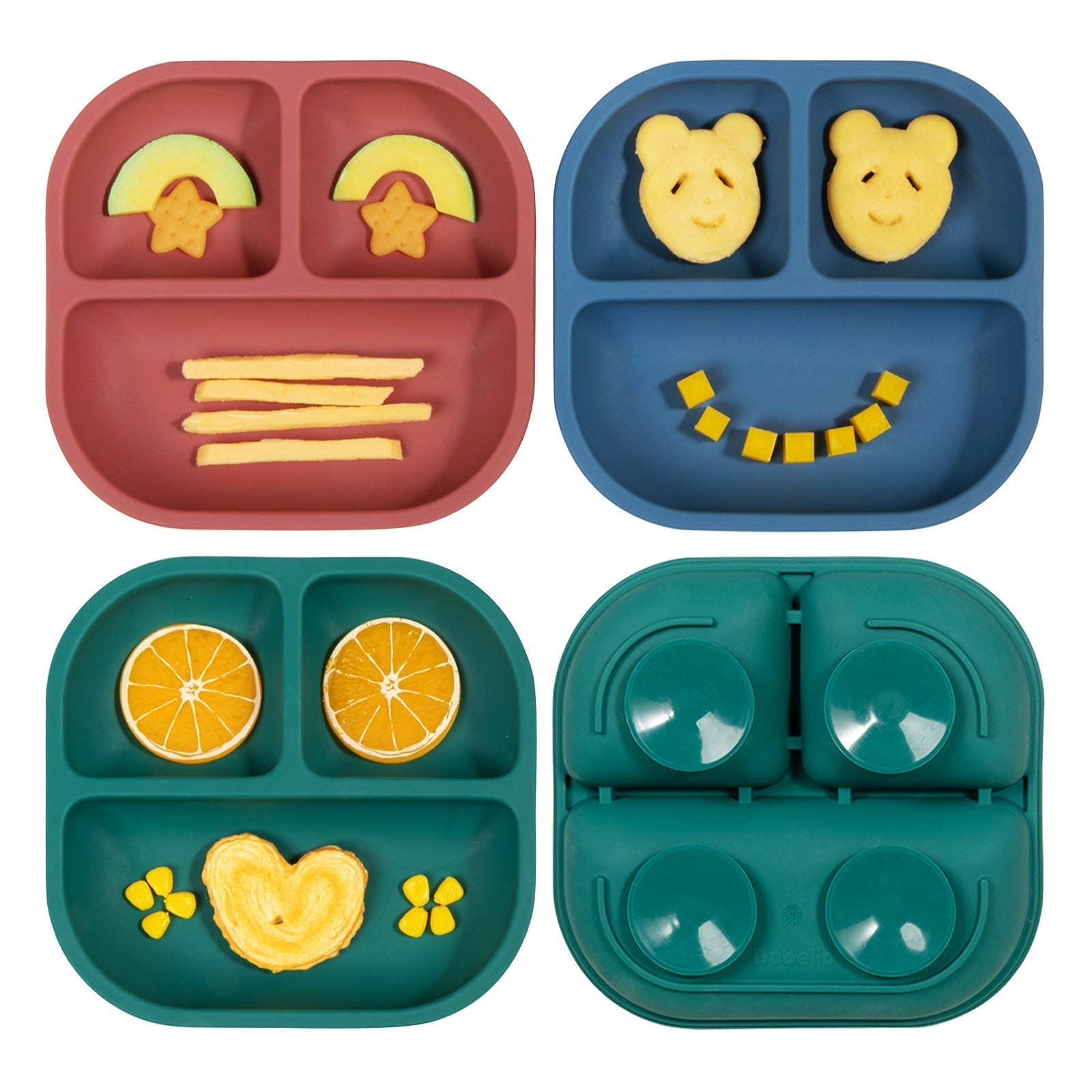 Babelio New Basics Suction Plates For Baby And Toddler - 3 Pack With Powerful 4-cup Suction