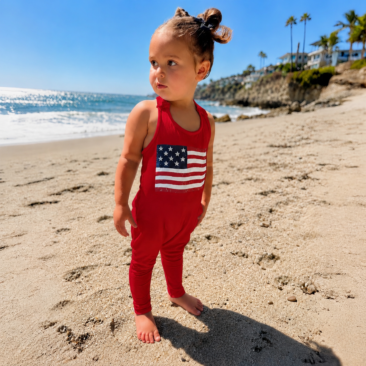 Americana Romper Red