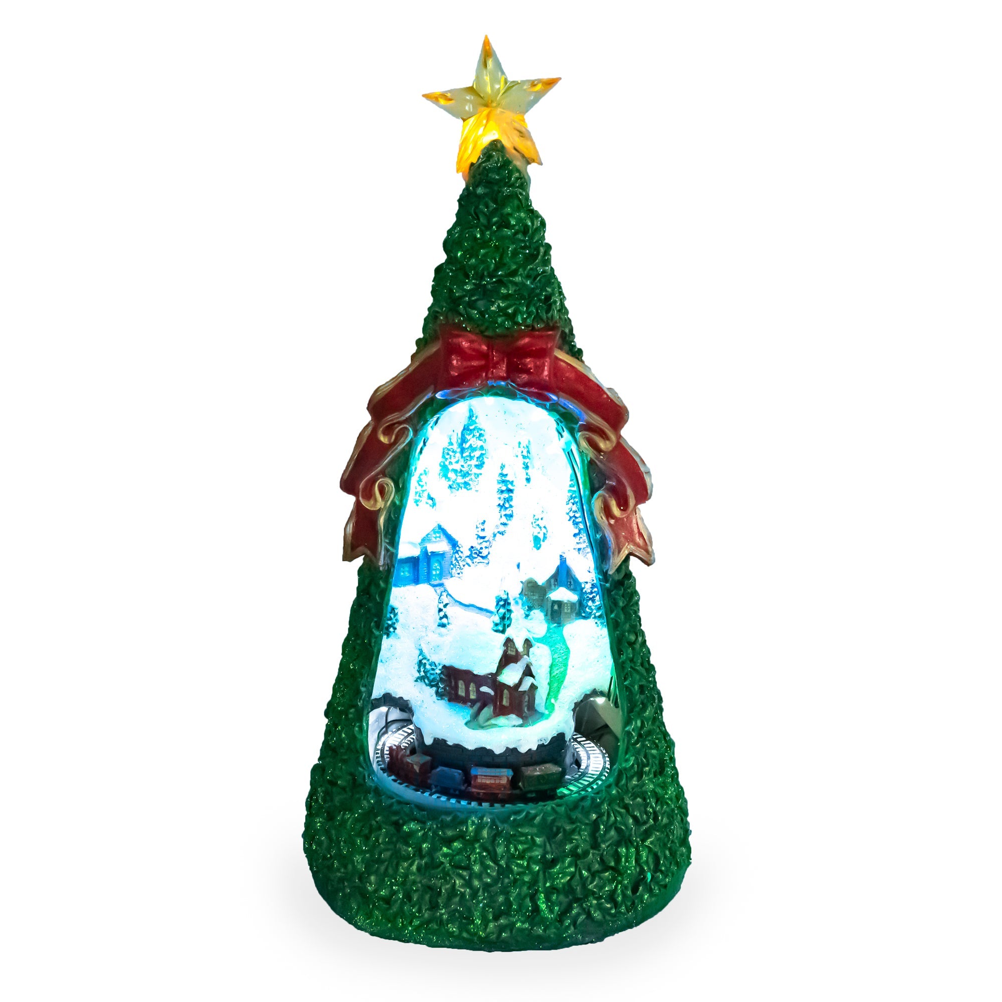 Led Animated Village Scene Tabletop Christmas Tree 13 Inches