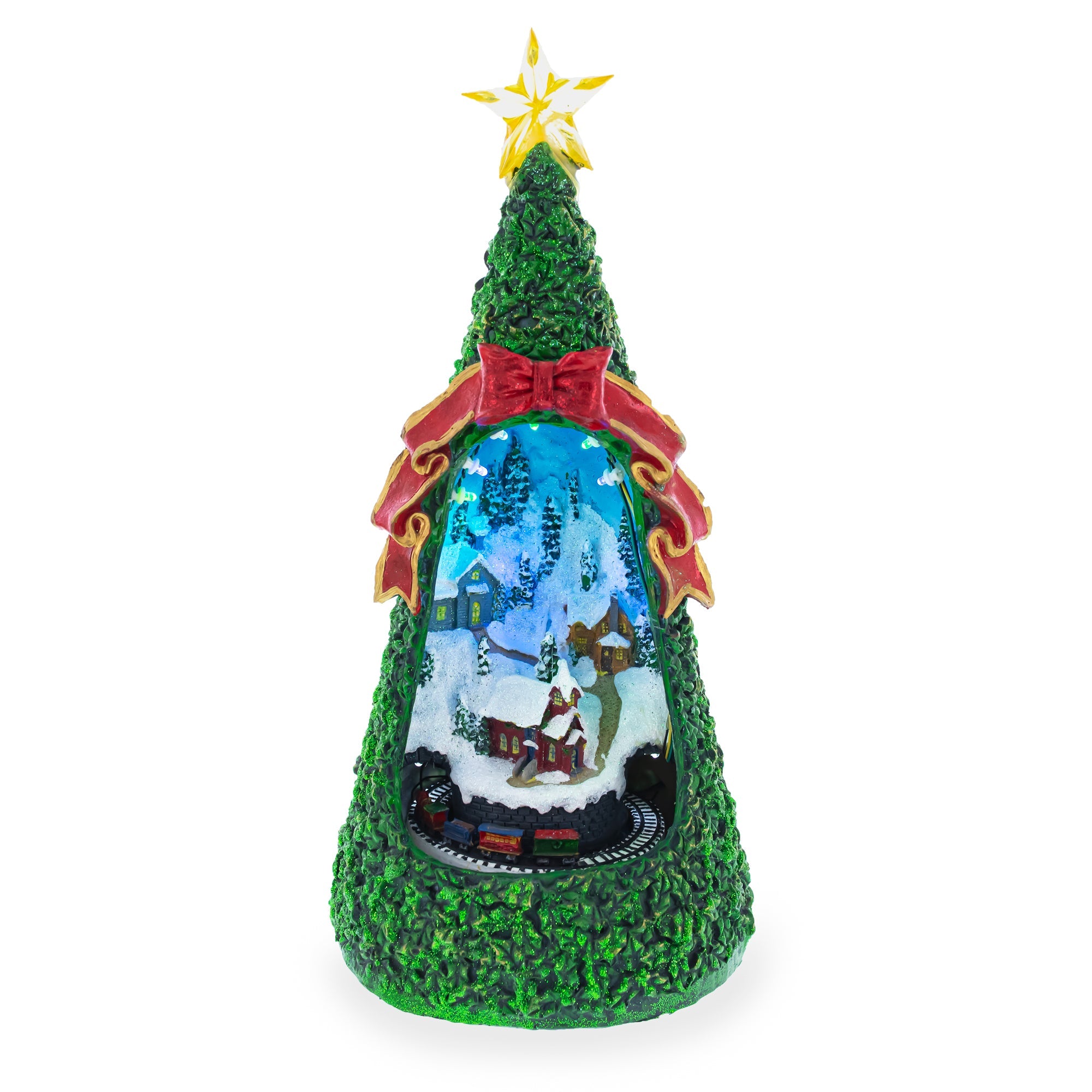 Led Animated Village Scene Tabletop Christmas Tree 13 Inches