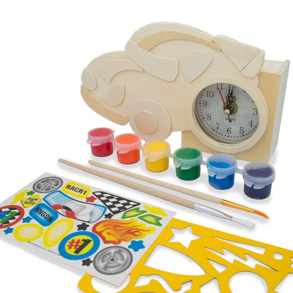 Race Car Clock Unfinished Wooden Craft Kit