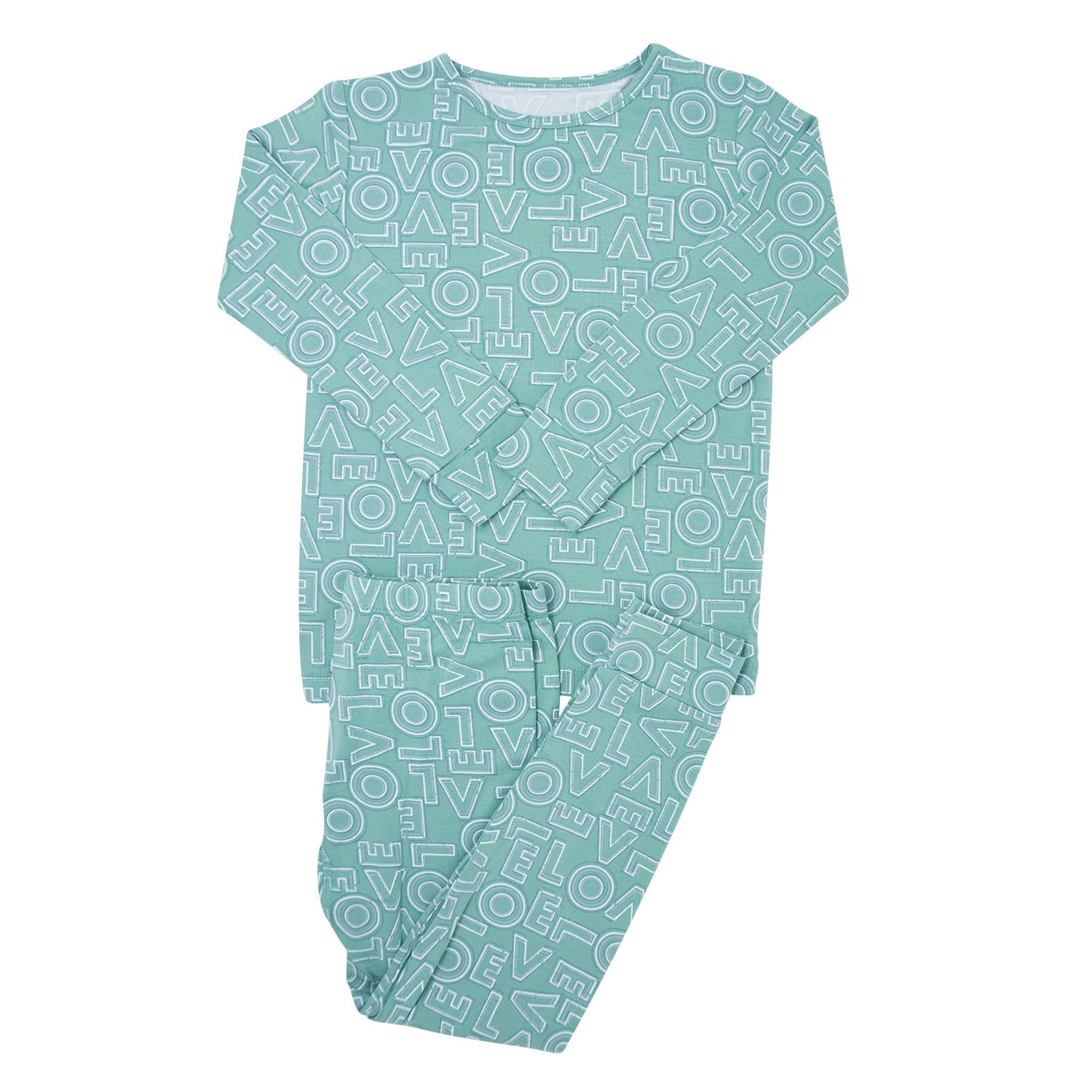 Big Kid Pajama - All You Need Is Love Green