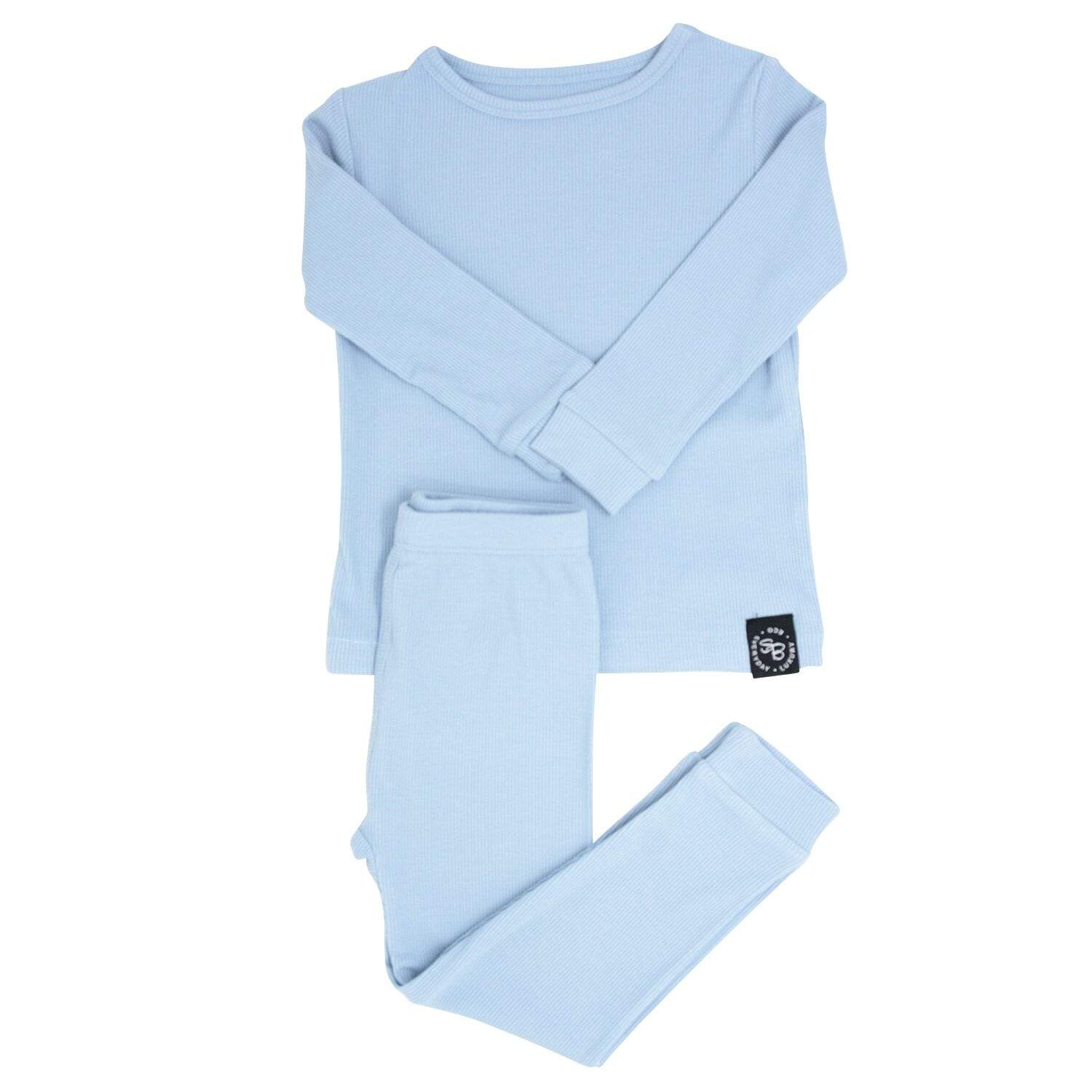 Big Kid Pajama Set - Dusty Blue Ribbed