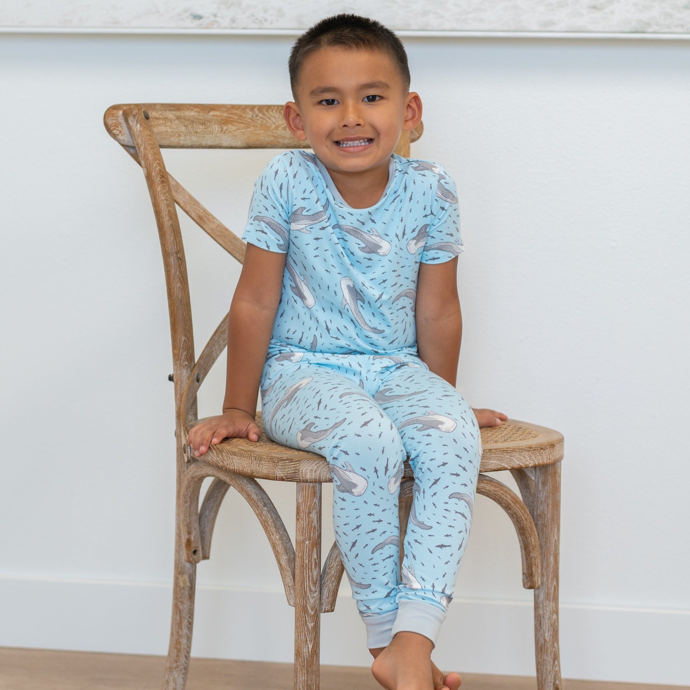 Big Kid Pajama S/s - Swirling Sharks