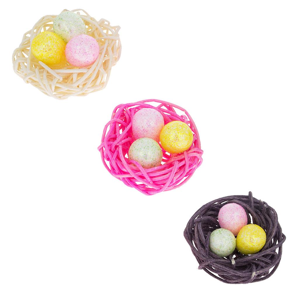 Set Of 12 Glittered Foam Easter Ornaments In The Basket