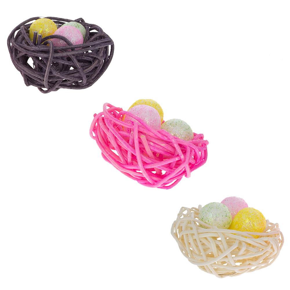 Set Of 12 Glittered Foam Easter Ornaments In The Basket