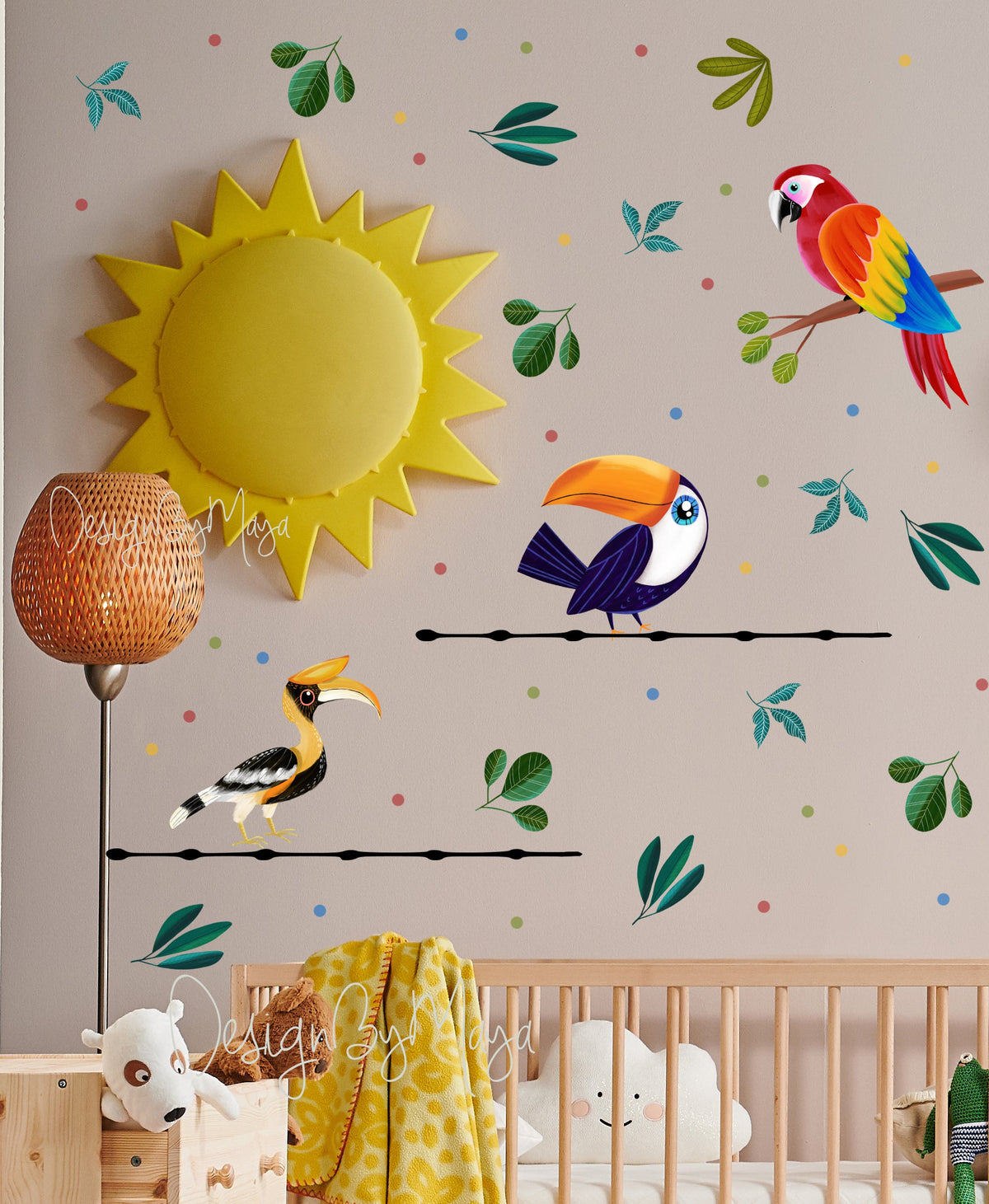 Jungle Animals Tropical Theme - Fabric Nursery Wall Art Decals