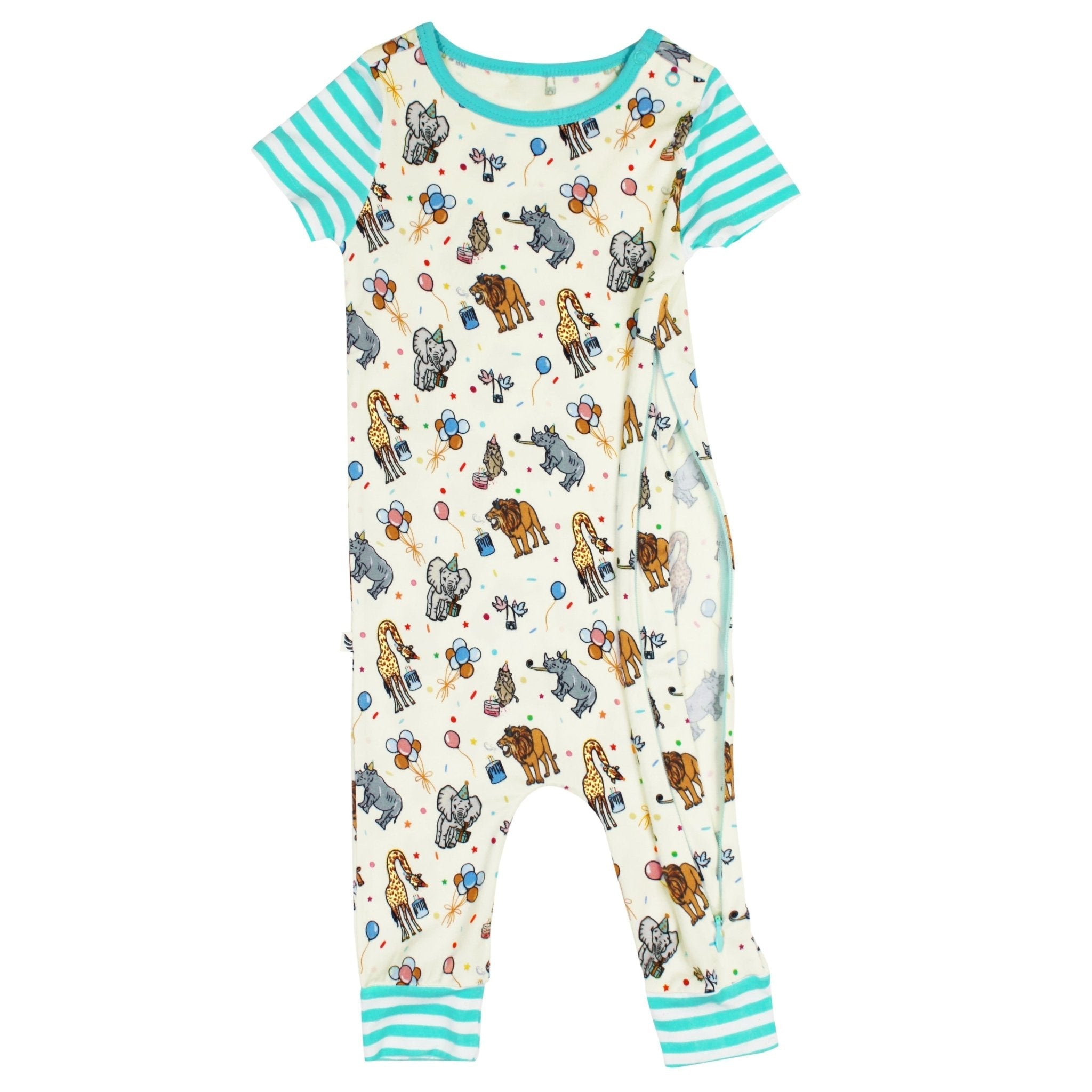 Birthday Party Animals Take The Cake Romper With Side Zipper (3m-24m)