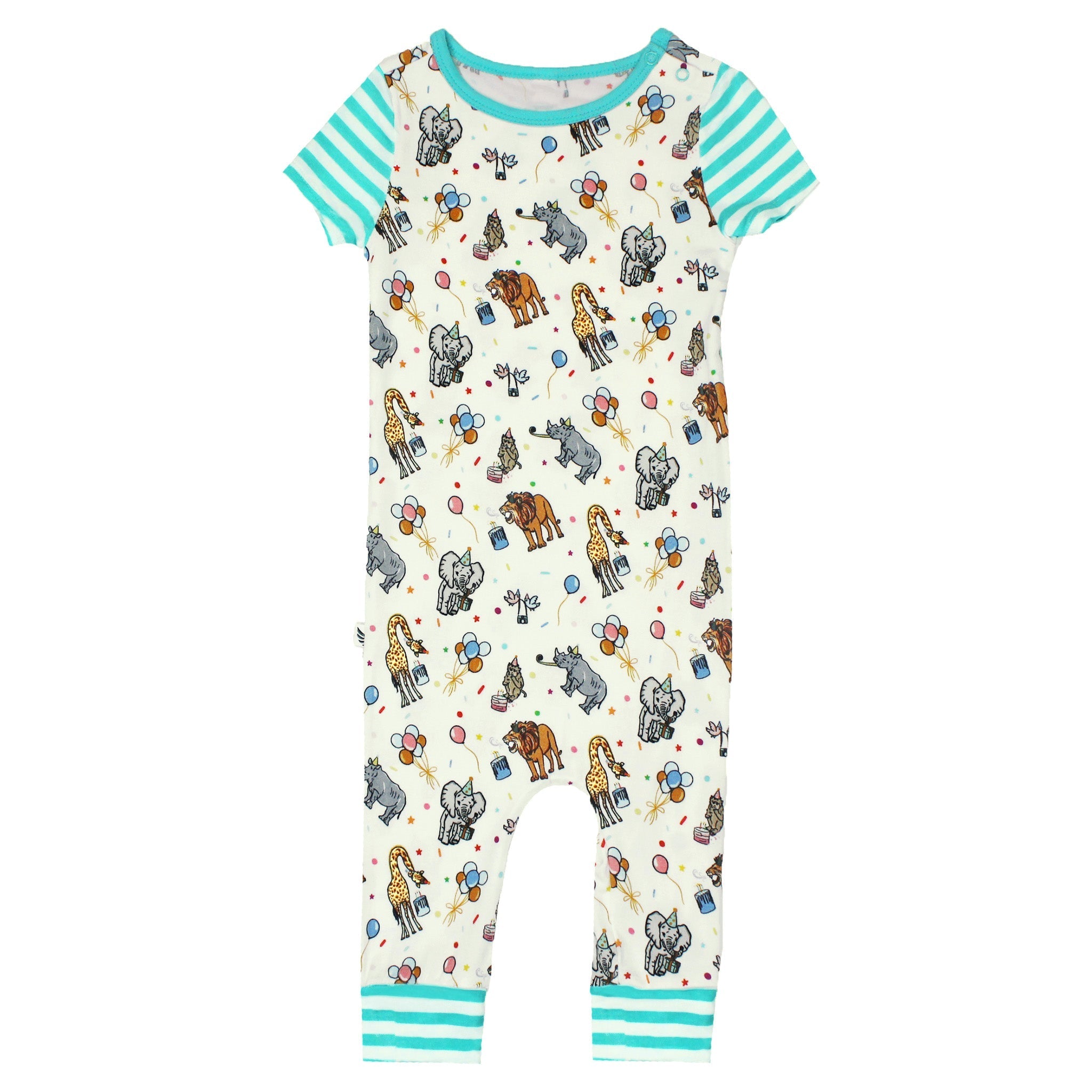 Birthday Party Animals Take The Cake Romper With Side Zipper (3m-24m)