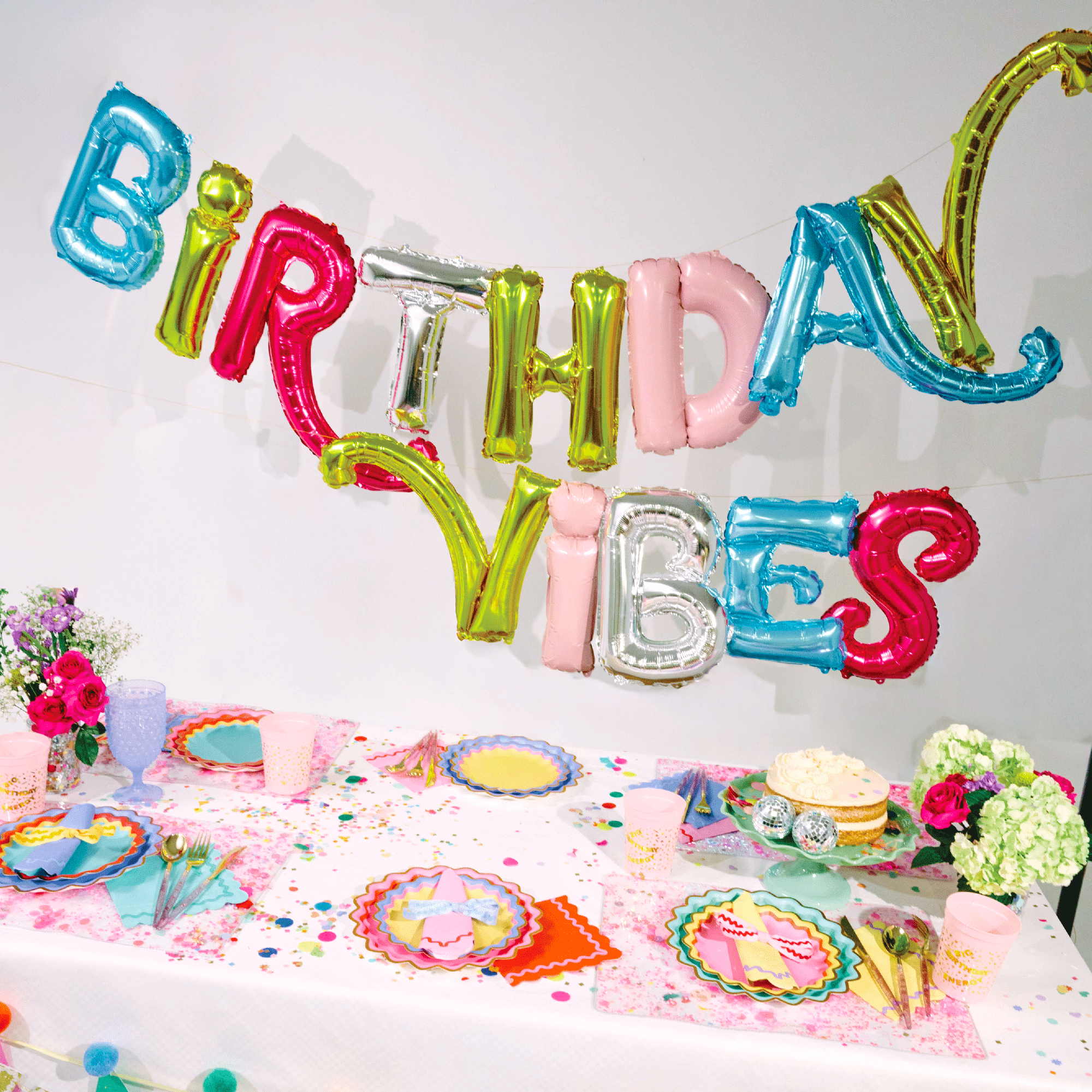 Birthday Vibes Multicolor Balloon Banner