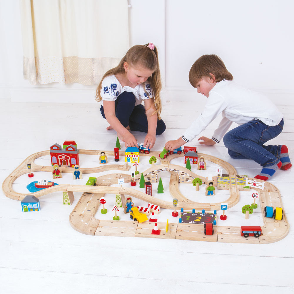 City Road And Railway Set By Bigjigs Toys Us