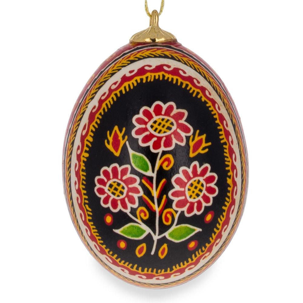 Flowers Authentic Blown Real Eggshell Ukrainian Easter Egg Pysanka Ornament