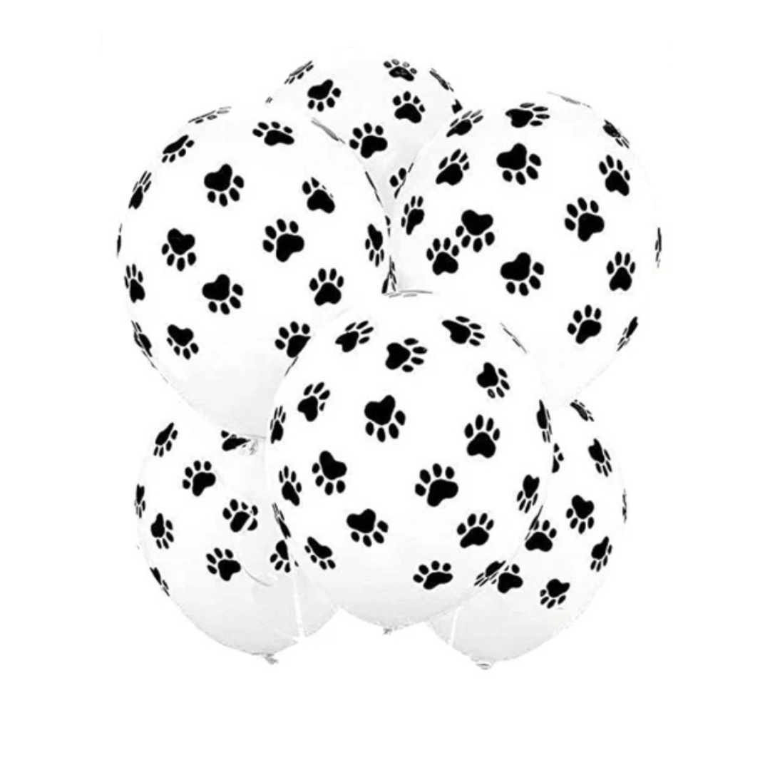 Black And White Paw Print Latex Balloon Pack