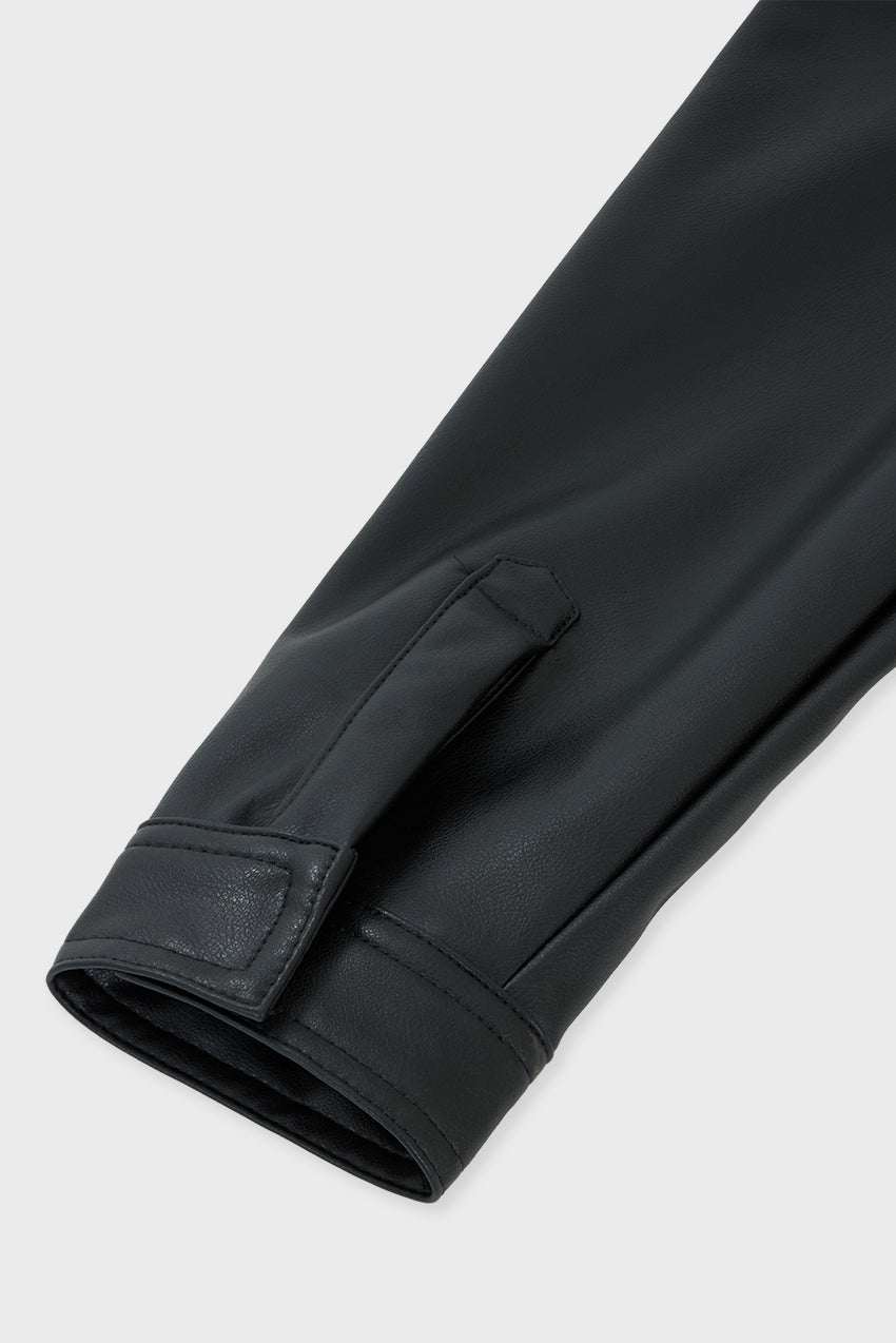 Faux Leather Boxy Shirt
