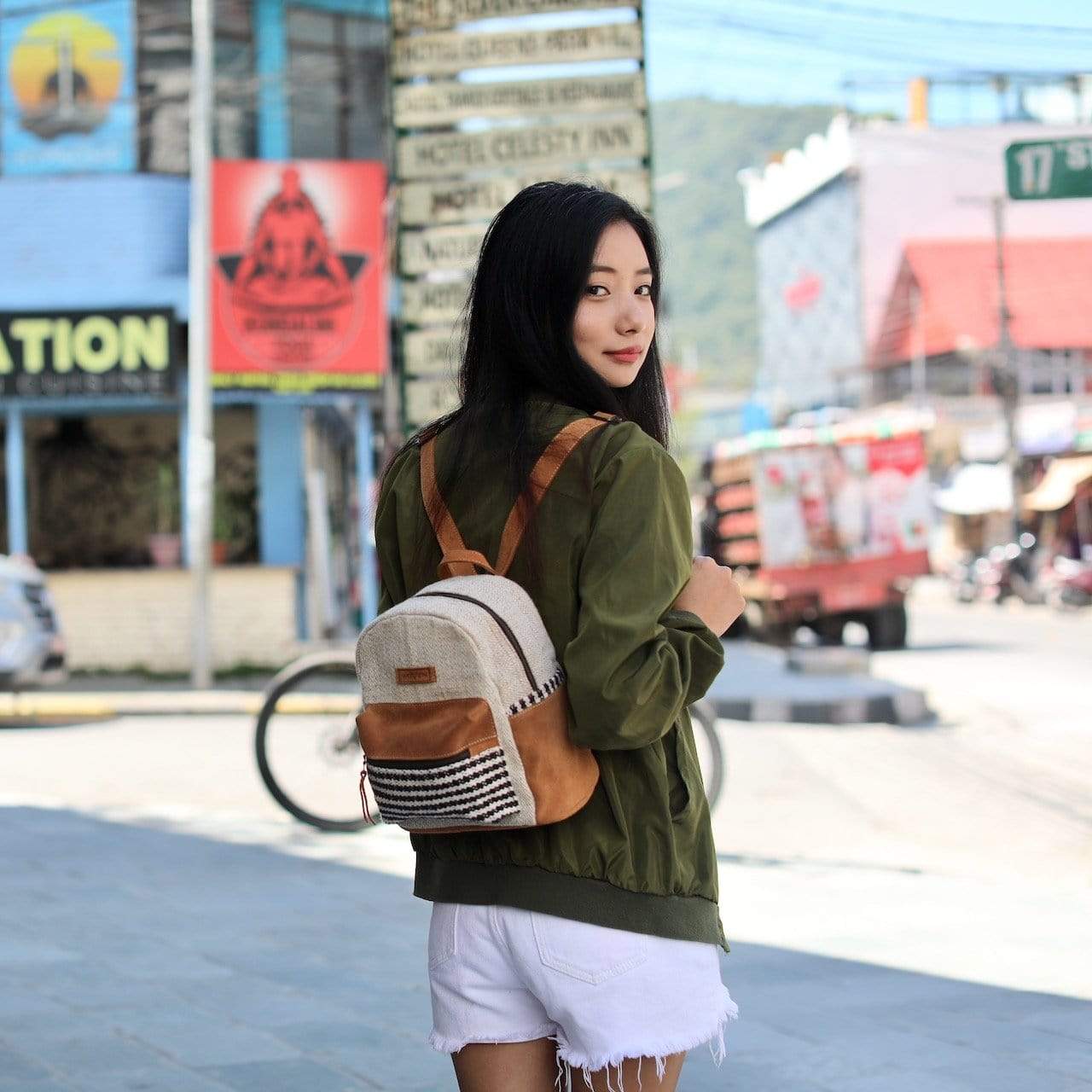 Woven Mini Backpack - Houndstooth