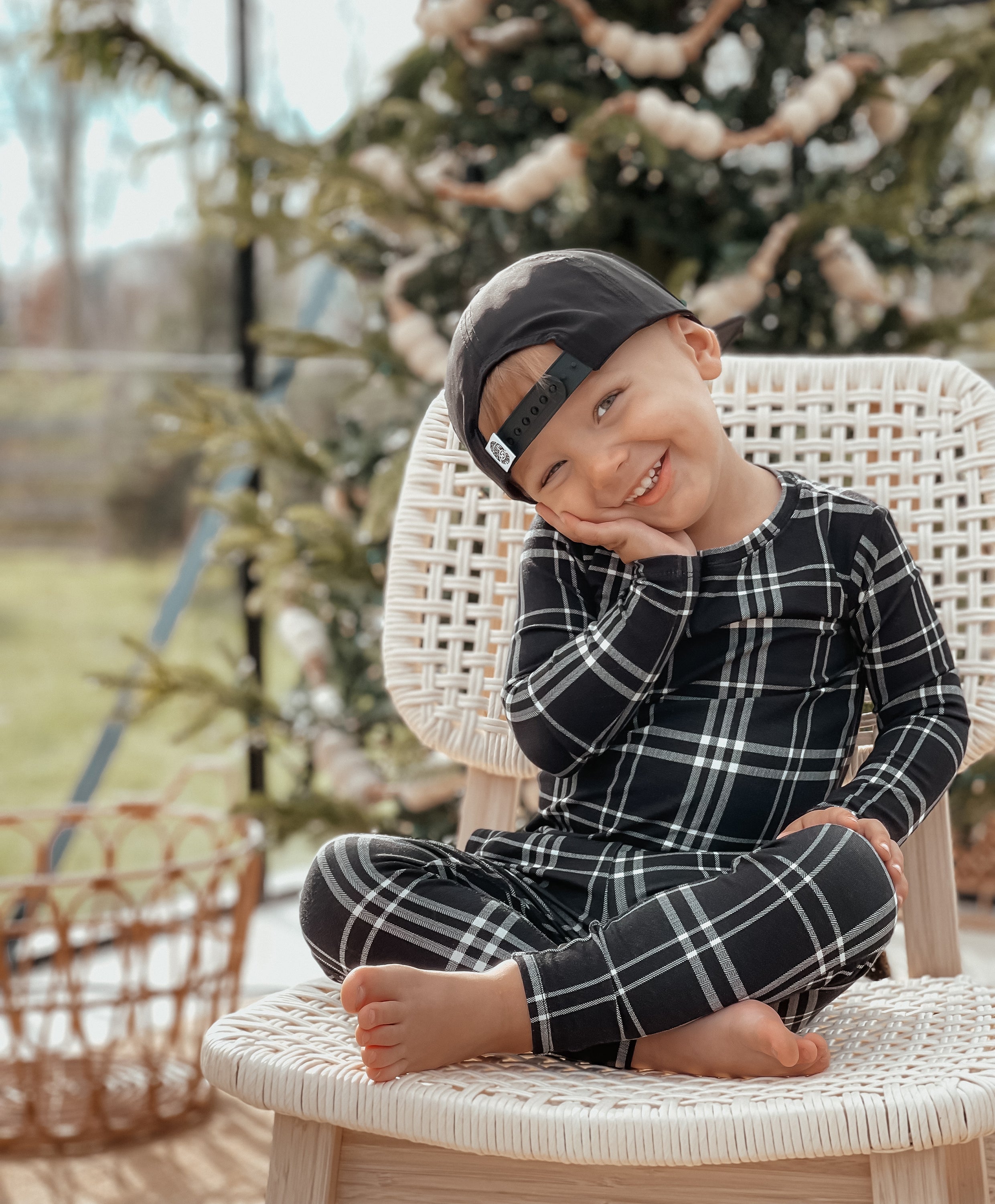 Black Plaid Two-piece Set