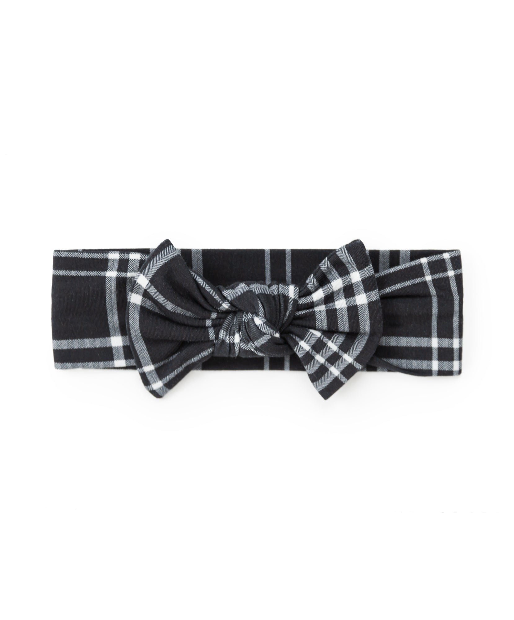 Black Plaid Headband Bow