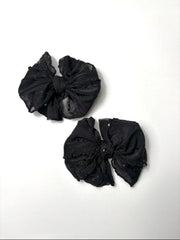 Black Sequin | Ruffled Hair Clip