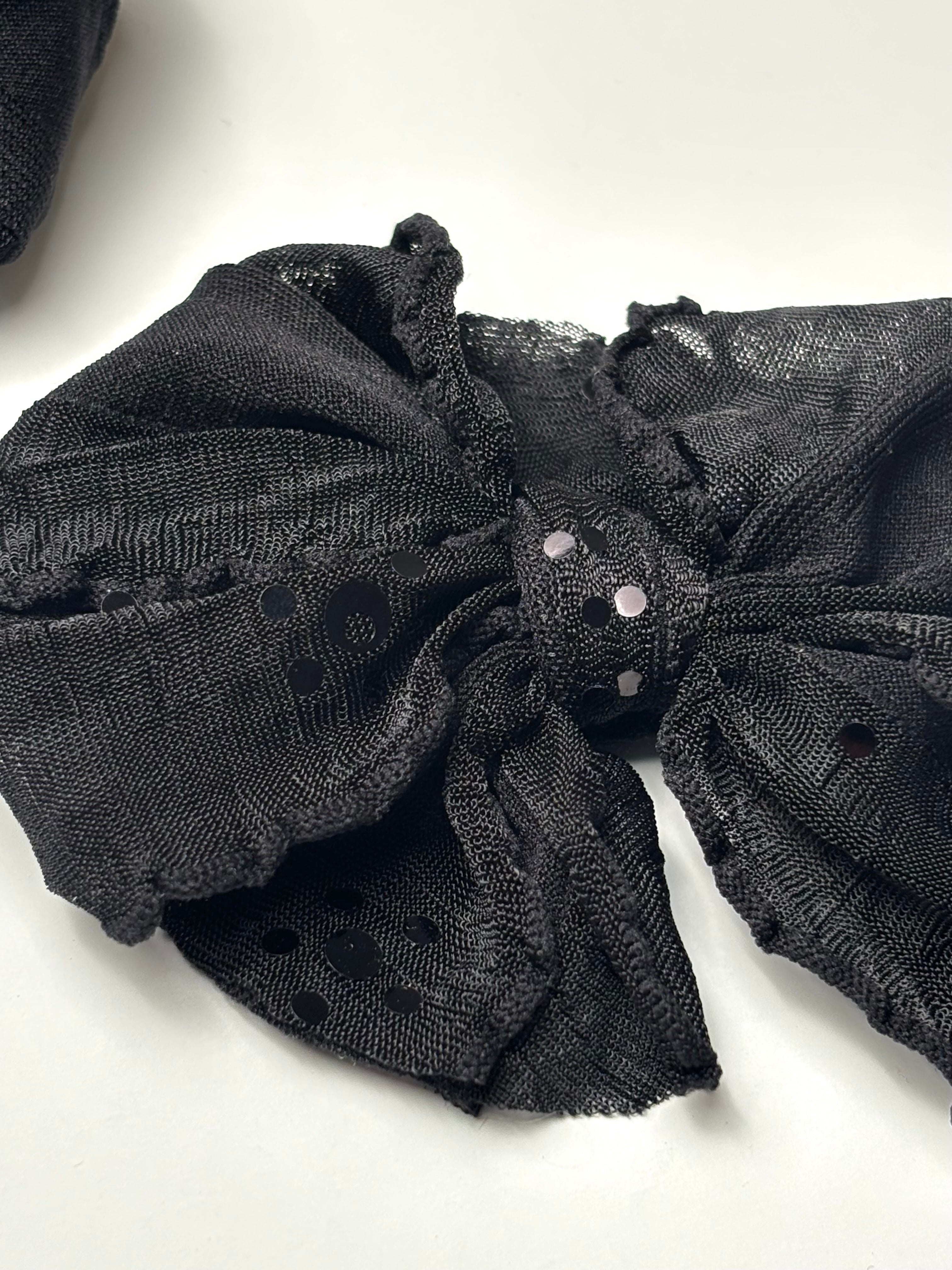 Black Sequin | Ruffled Hair Clip