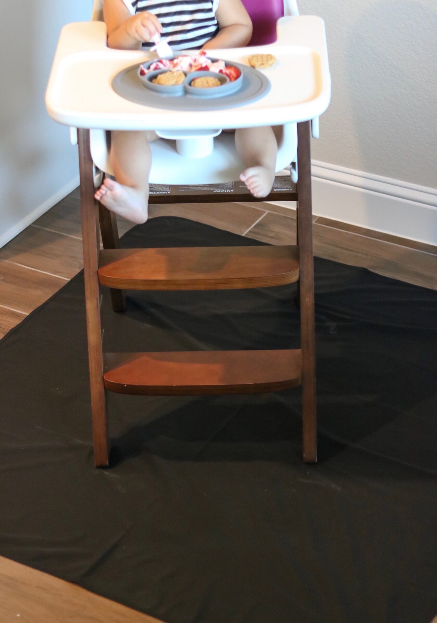 Solid Black Minimalist Splash Mat - A Waterproof Catch-all For Highchair Spills And More!