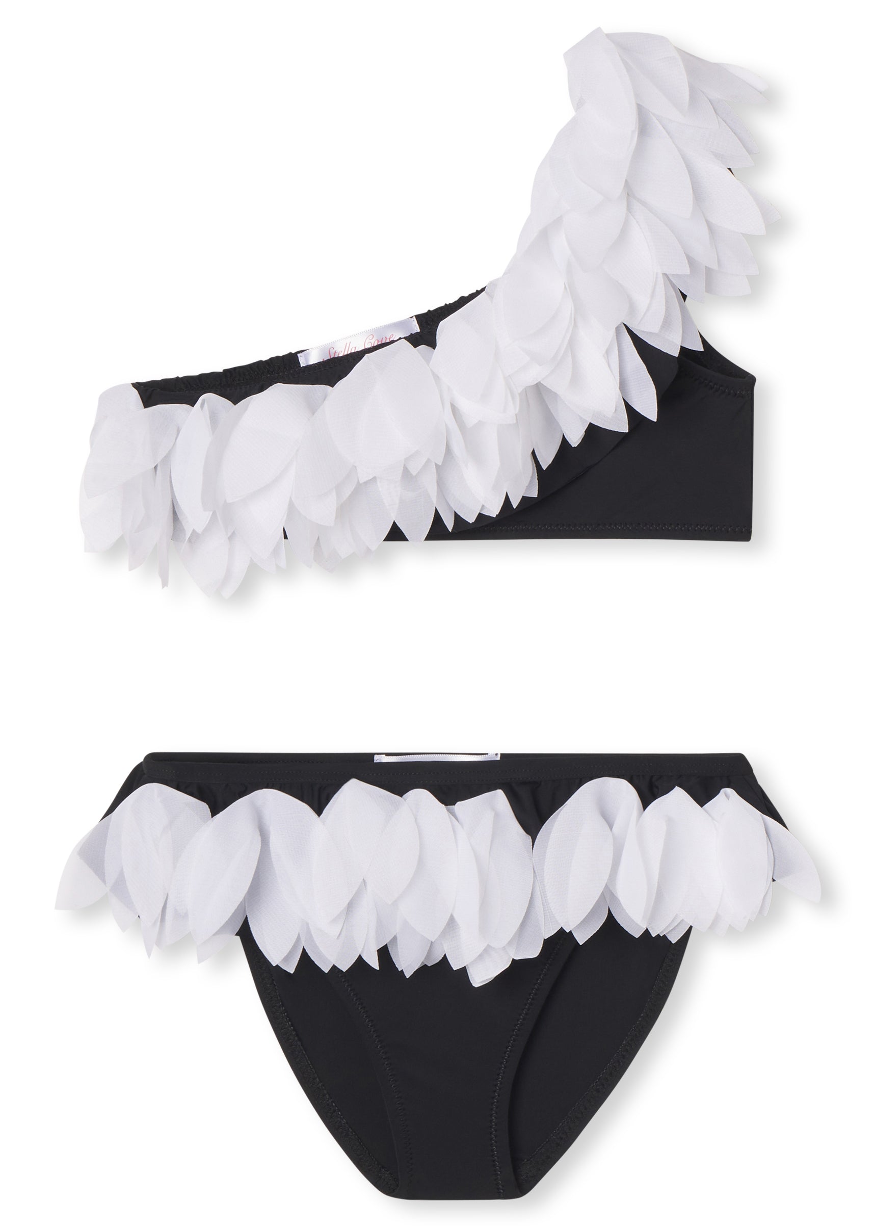 Black One Shoulder Bikini With Petals