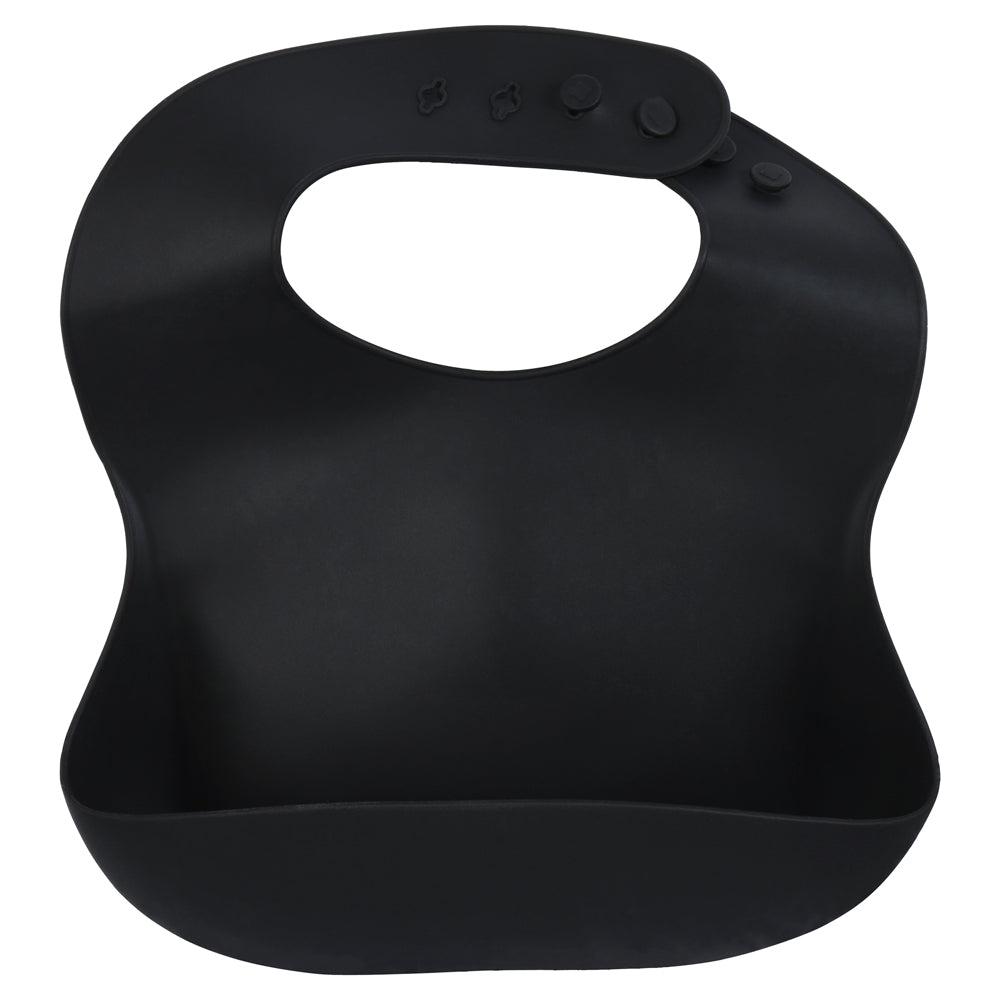 Black Silicone Baby Bib With Crumb Catcher