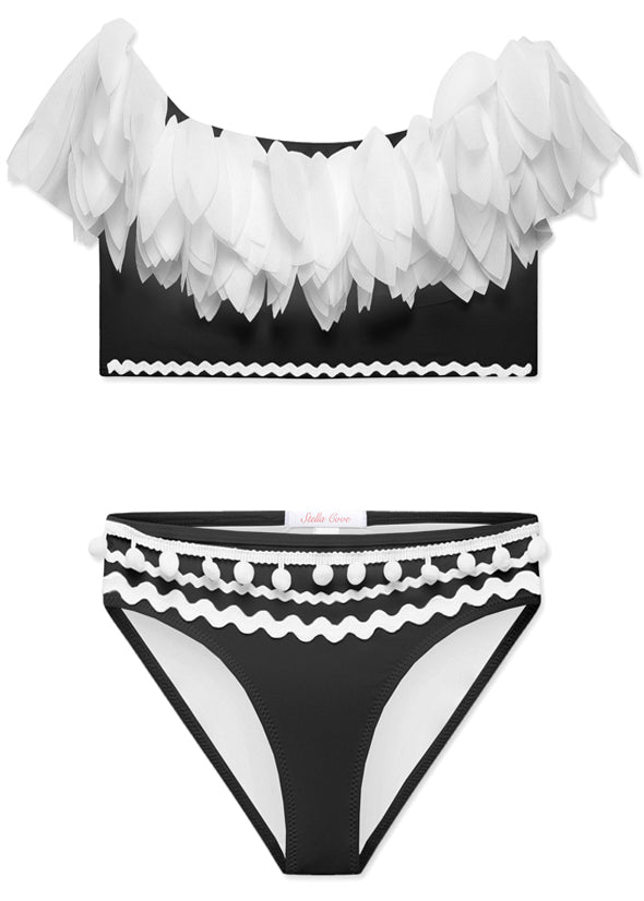 Black Bikini With Petals & Ric Rac