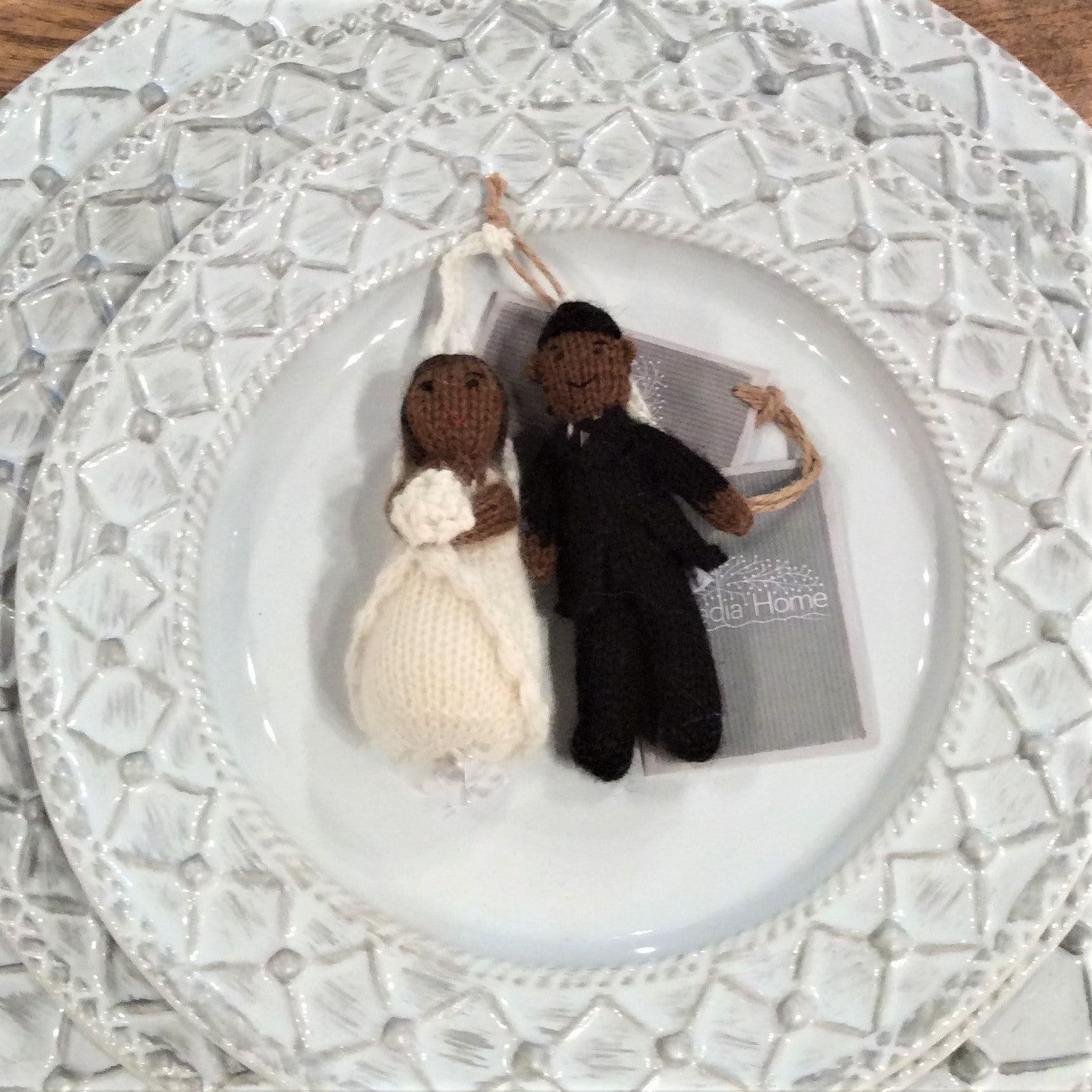 Black/brown Bride Hand Knit Wedding Ornament
