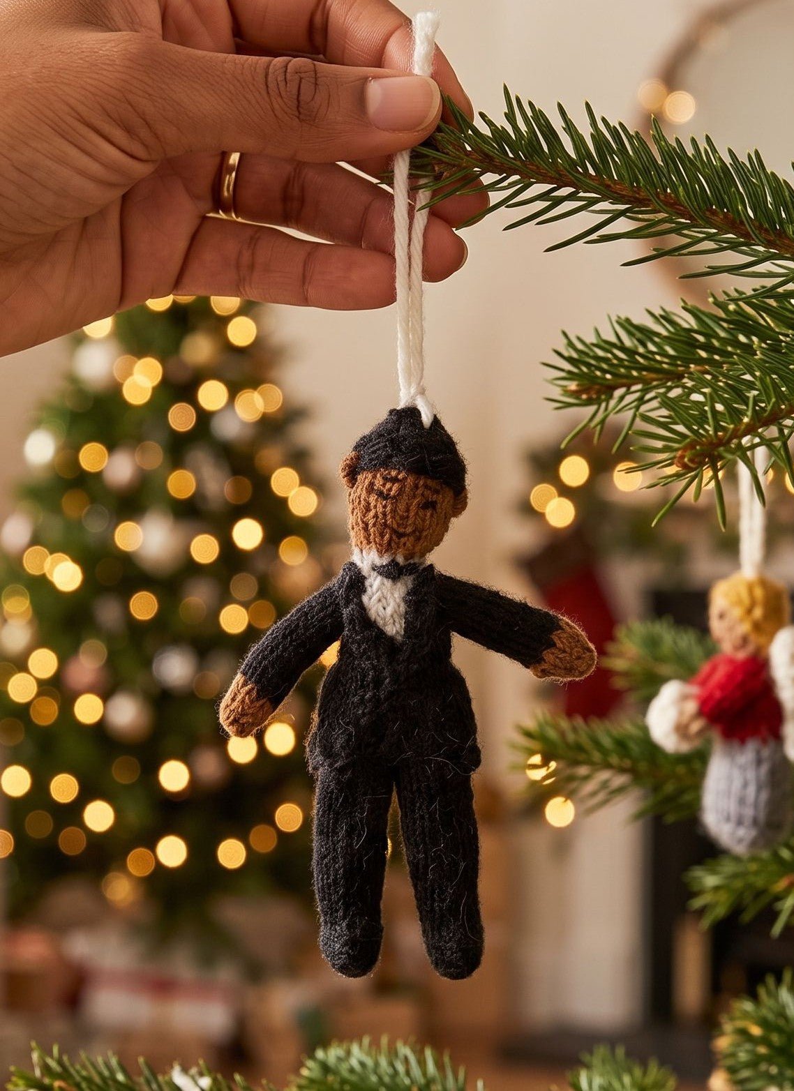 Black/brown Groom Hand Knit Wedding Ornament
