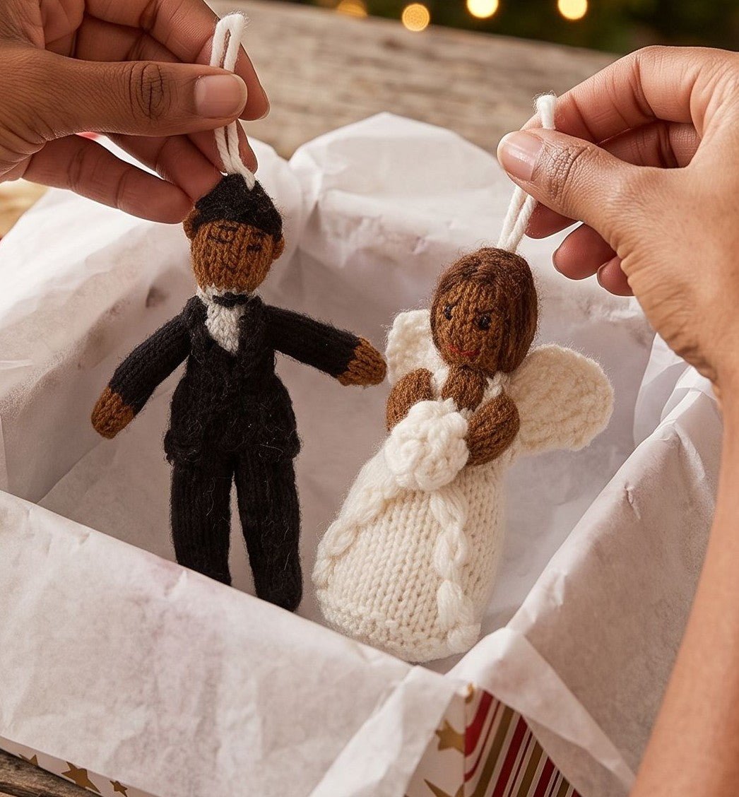 Black/brown Groom Hand Knit Wedding Ornament
