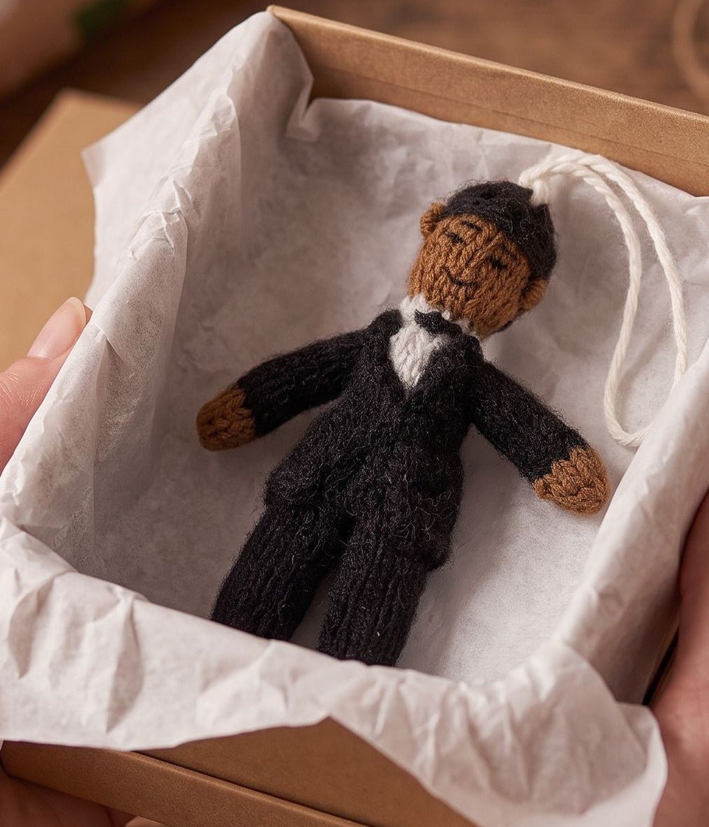 Black/brown Groom Hand Knit Wedding Ornament