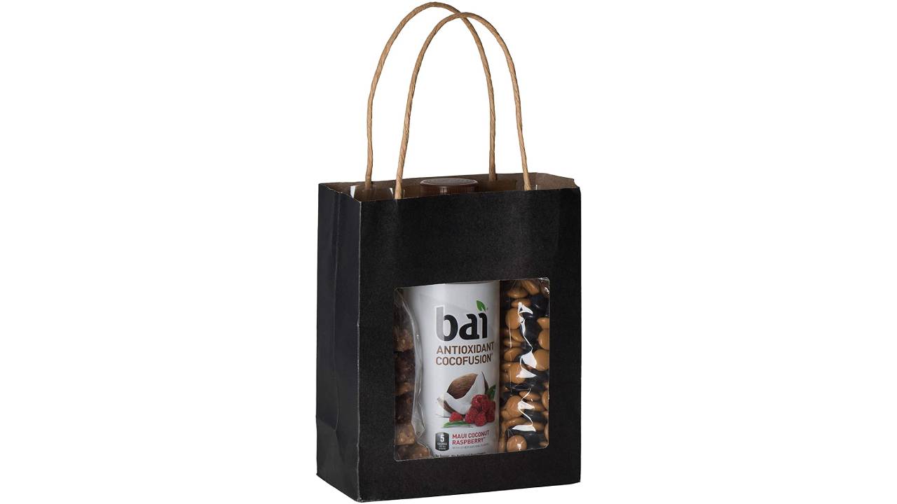 Black Kraft Paper Bag With Window 20 Pack 7.75"x 6.25"x 3"