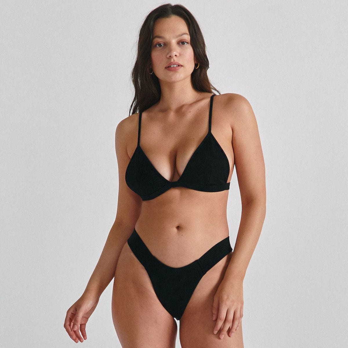 Black Rib Added Coverage Uno Bikini Bottom