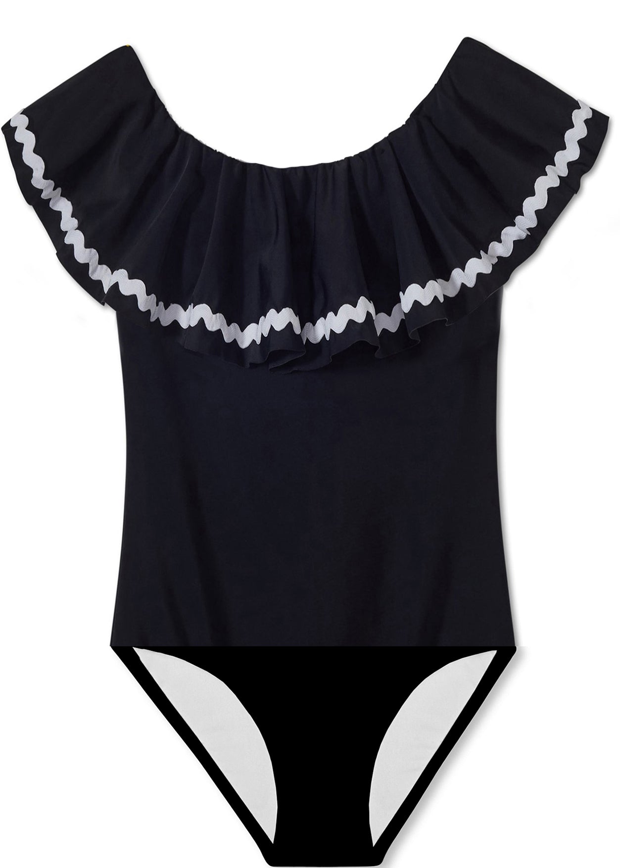 Black Swimsuit With Ric Rac