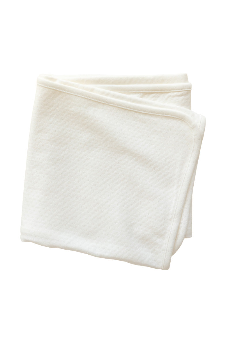 White Pointelle Organic Pima Cotton Baby Blanket
