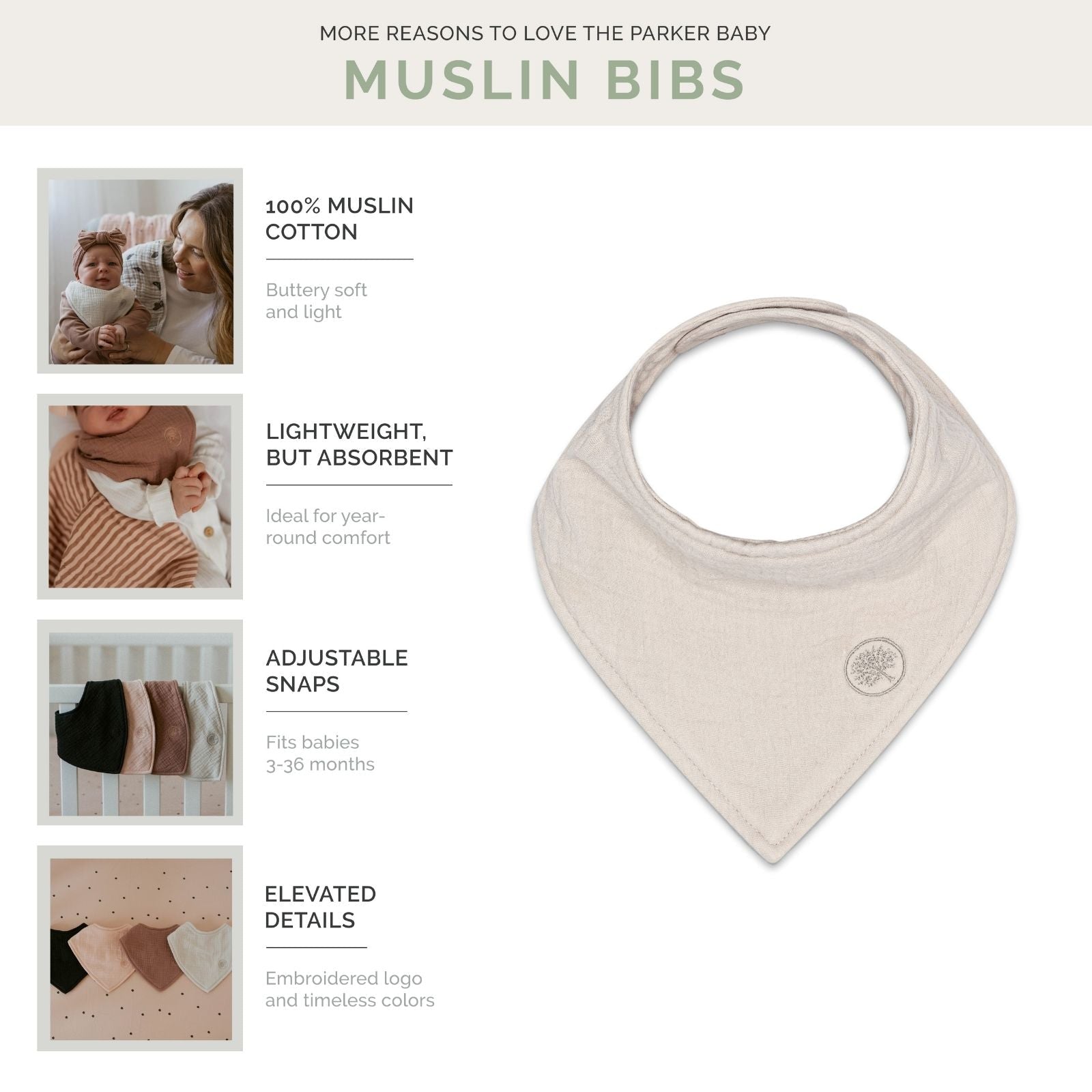Bliss Muslin Bandana Bibs Set (4-pack)