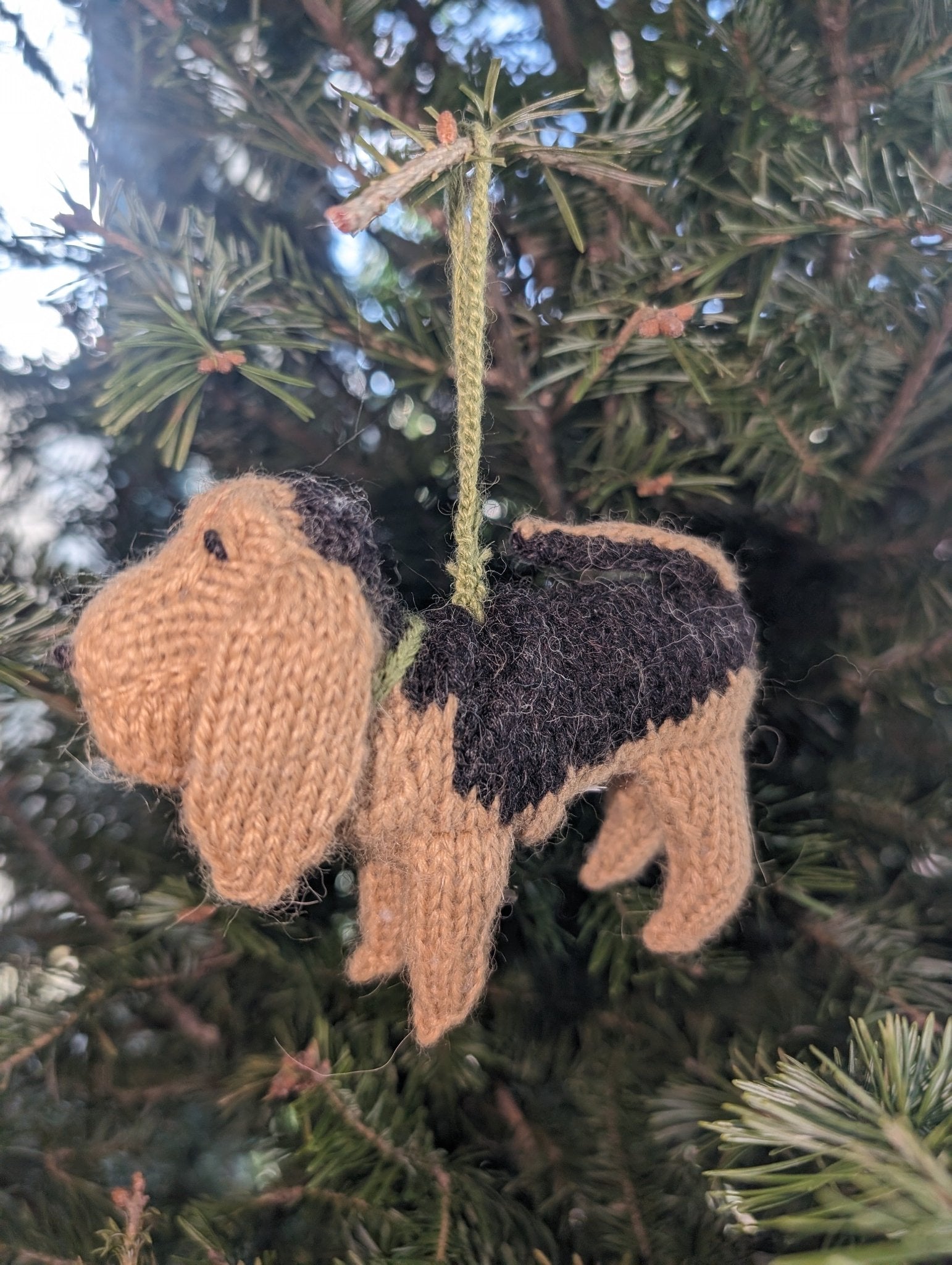 Hand Knit Alpaca Wool Christmas Ornament - Bloodhound Dog