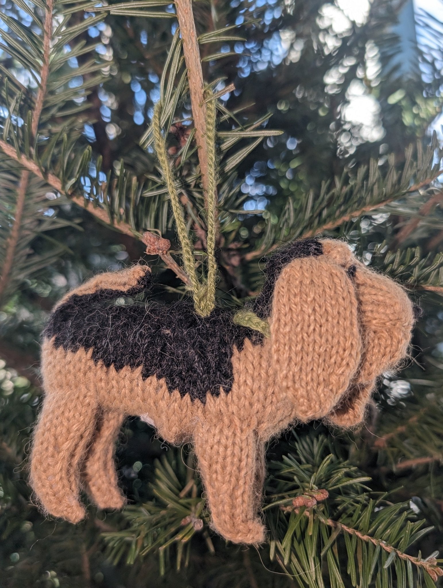 Hand Knit Alpaca Wool Christmas Ornament - Bloodhound Dog