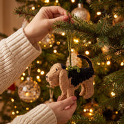Hand Knit Alpaca Wool Christmas Ornament - Bloodhound Dog