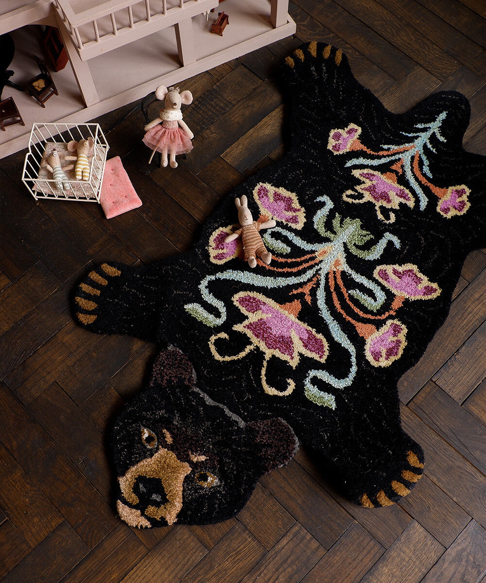 Blooming Black Bear Rug Small