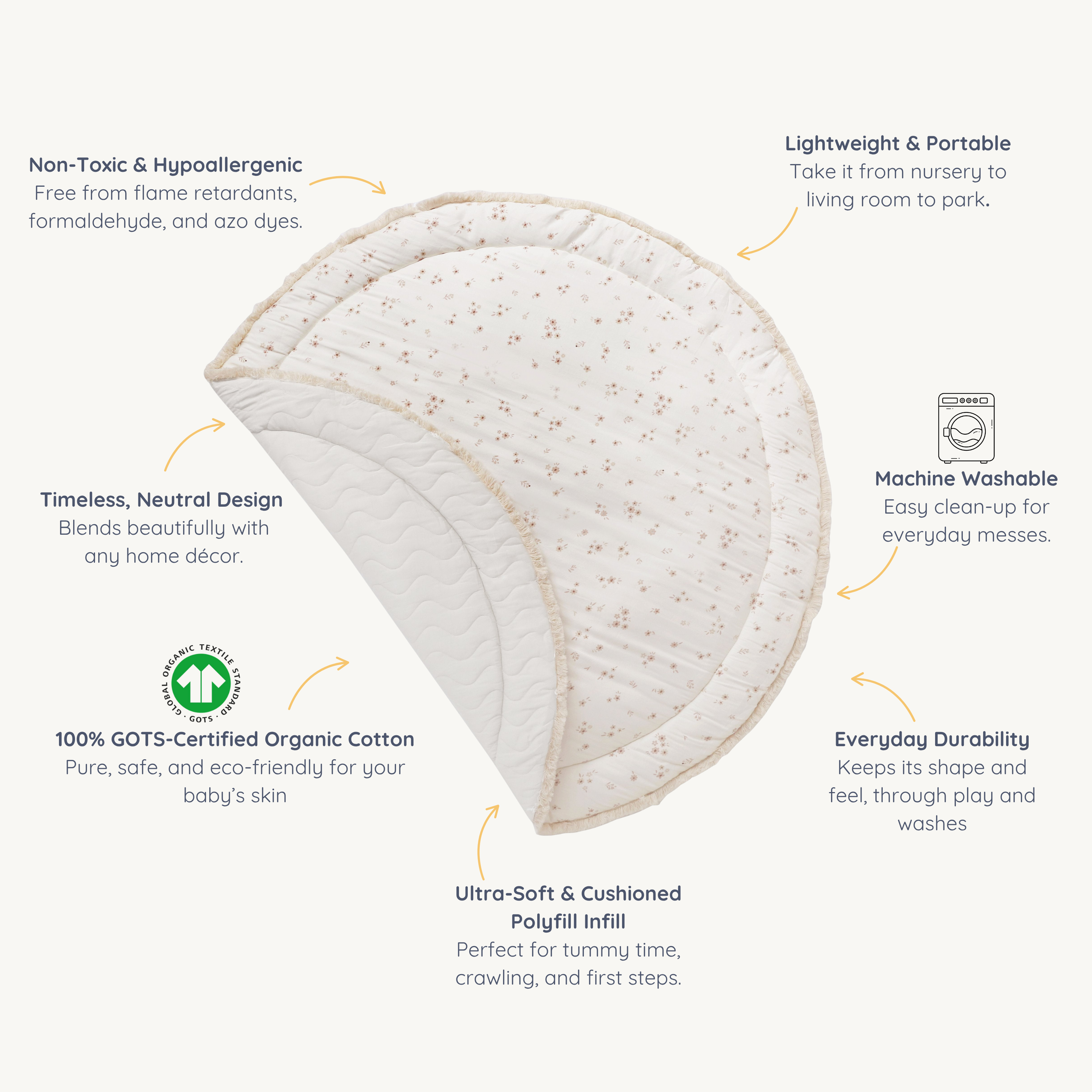 Organic Cotton Quilted Play Mat - Bloom