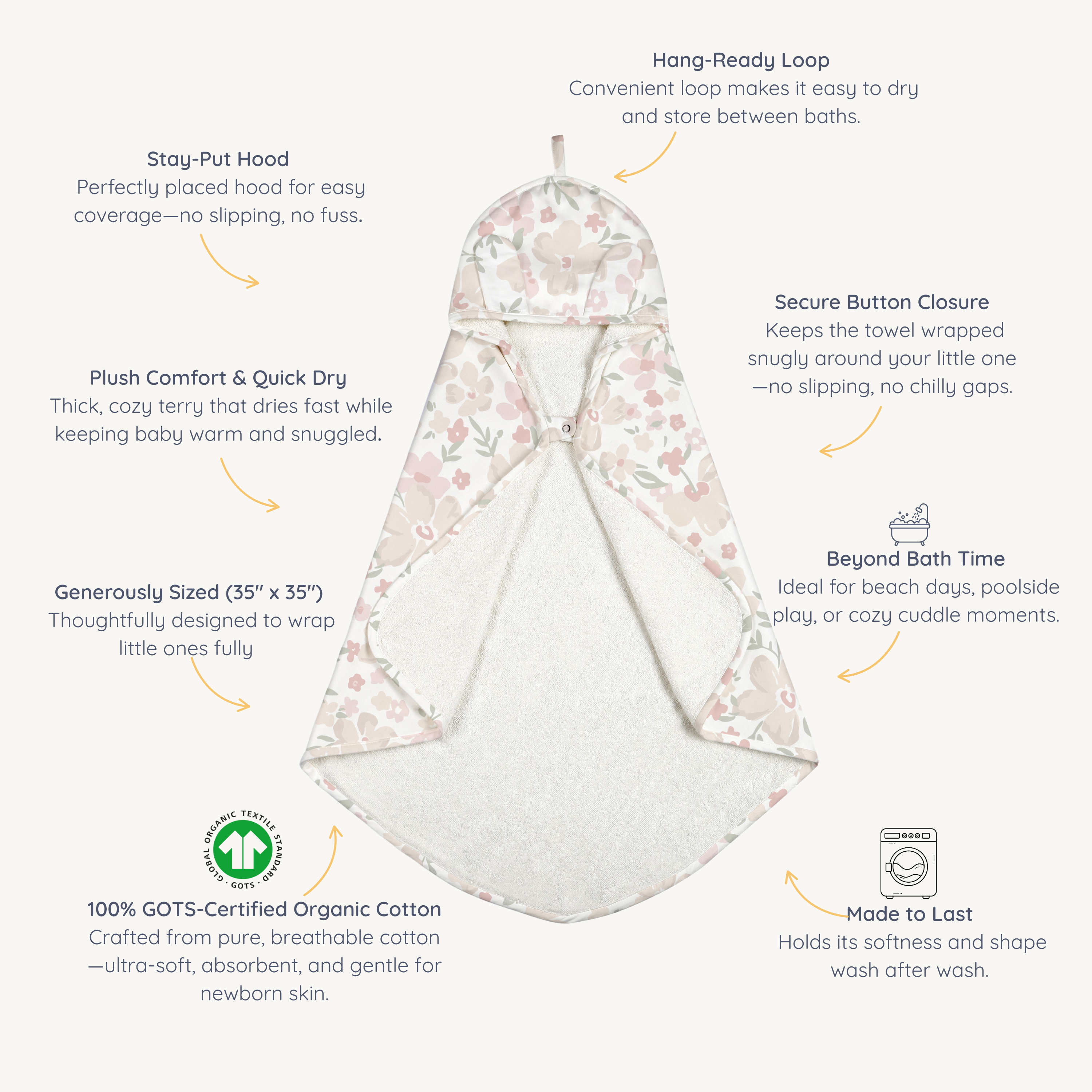 Organic Baby Towel - Blossom