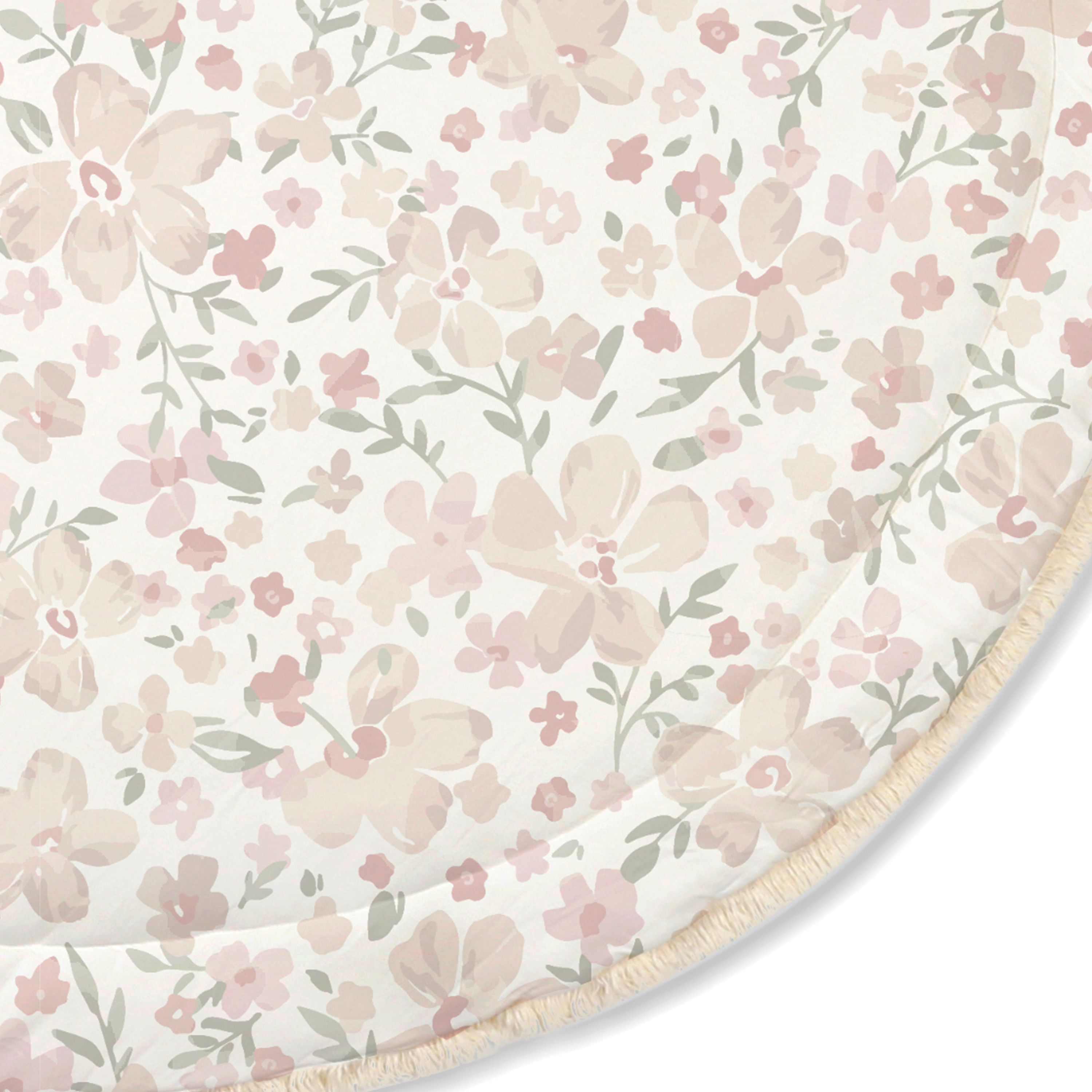 Organic Cotton Quilted Reversible Play Mat - Blossom  / Ivory