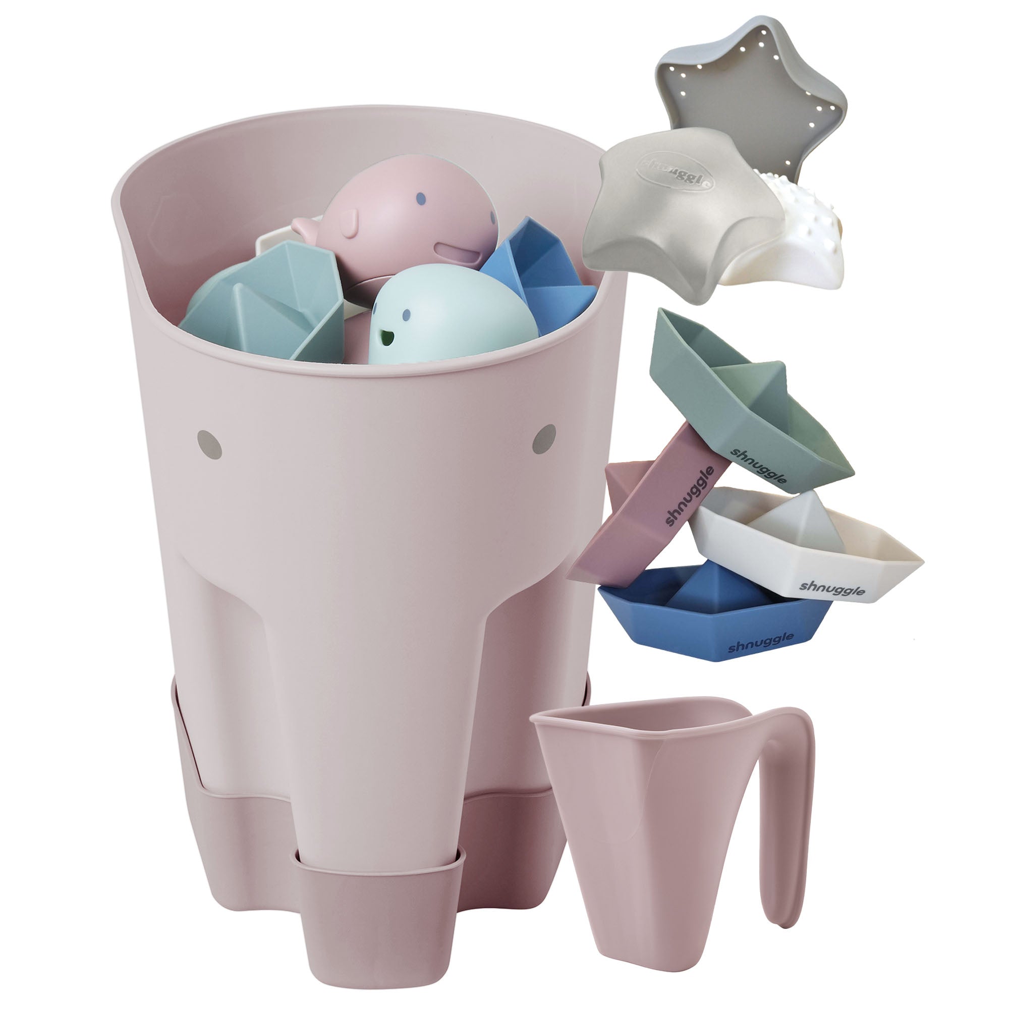 Shnuggle Bath Accessories Bundle - Ellie Scoop, Washy Jug, Boats & Wishy Toy - 4-piece Set