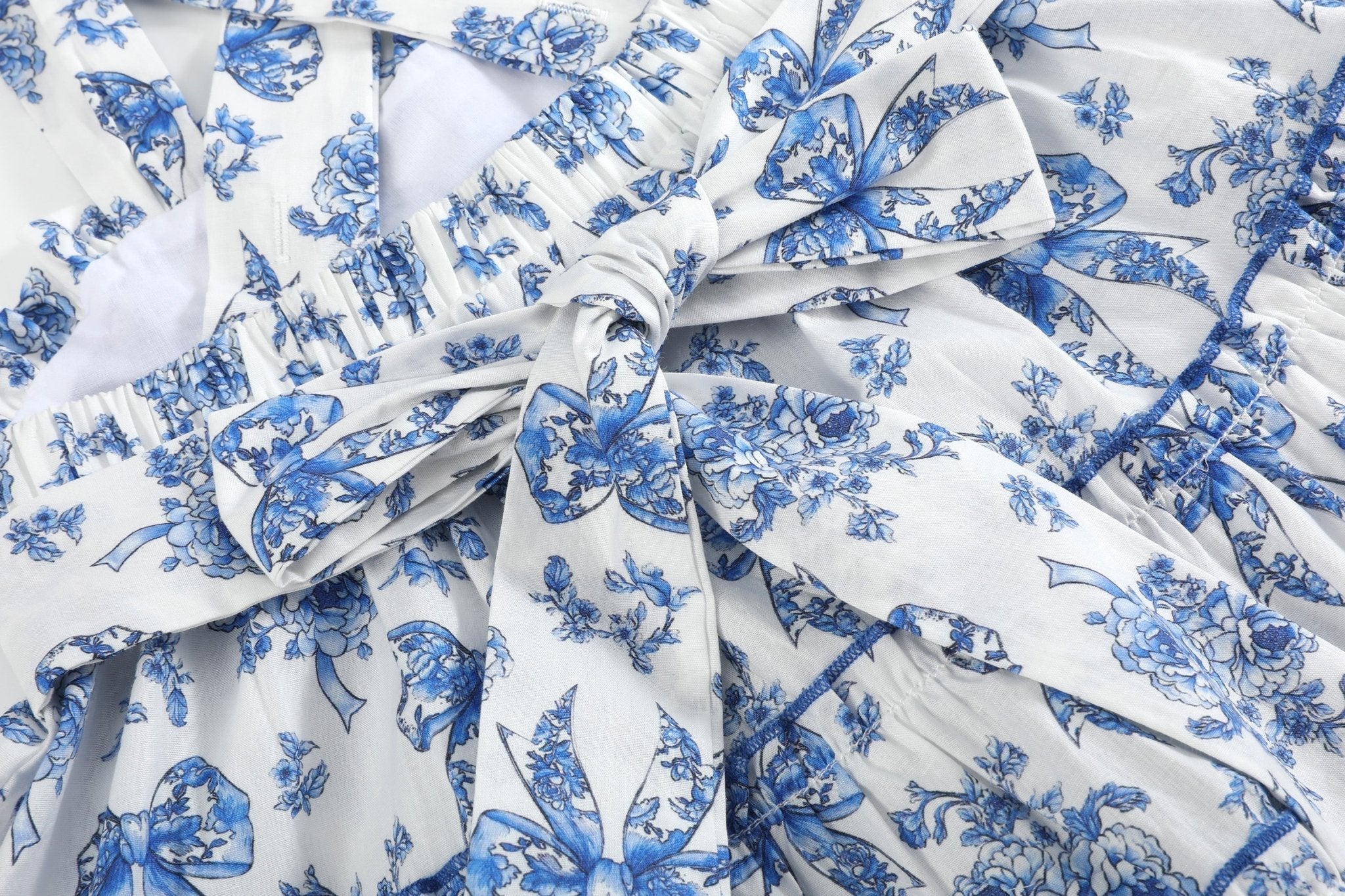 Blue And White Print Layered Sundress