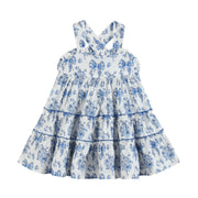Blue And White Print Layered Sundress