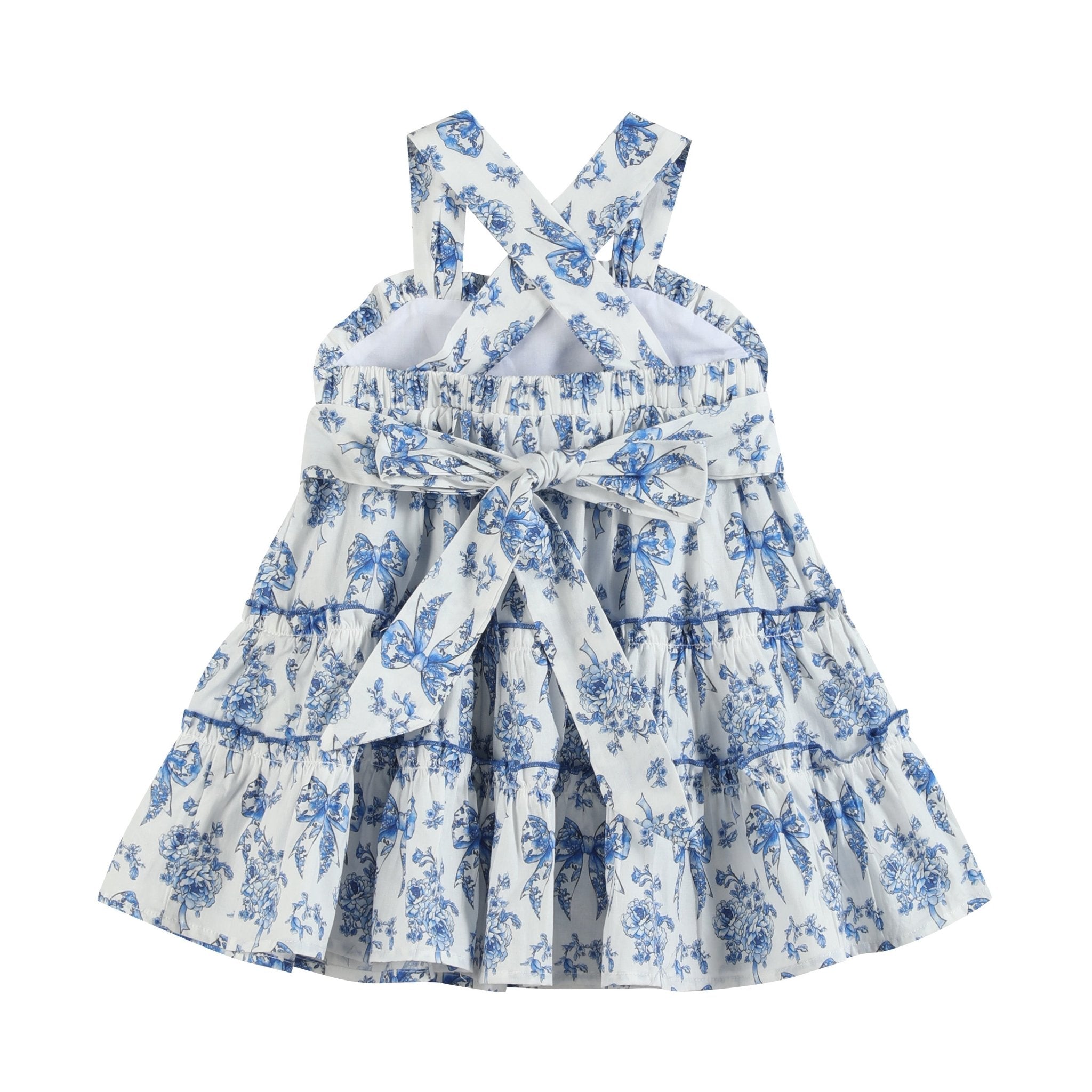 Blue And White Print Layered Sundress