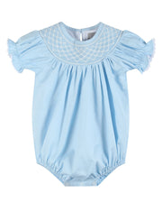 Blue And White Smocked Bubble Romper