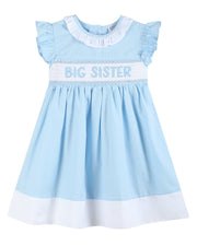 Blue Big Sister Smocked Dress
