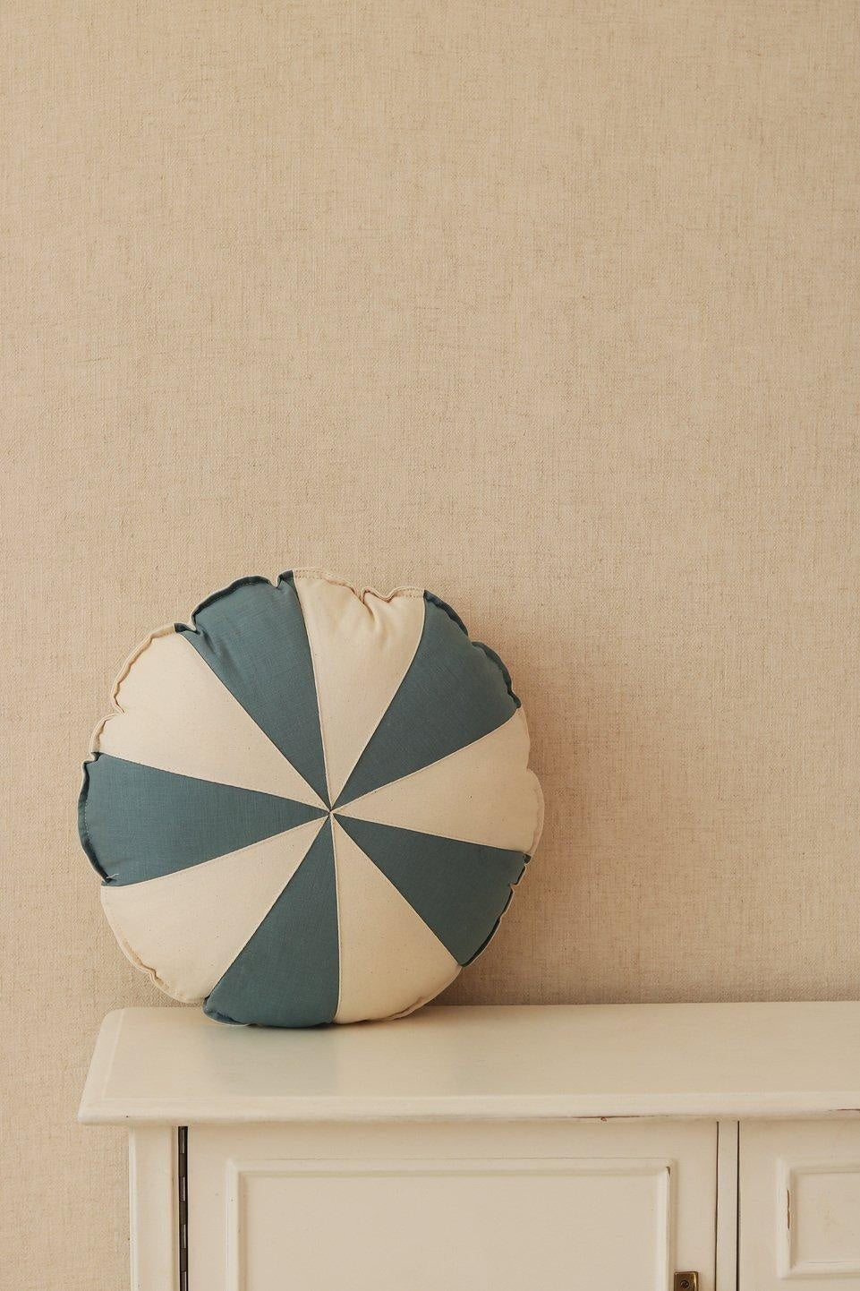 Blue Circus Round Patchwork Pillow